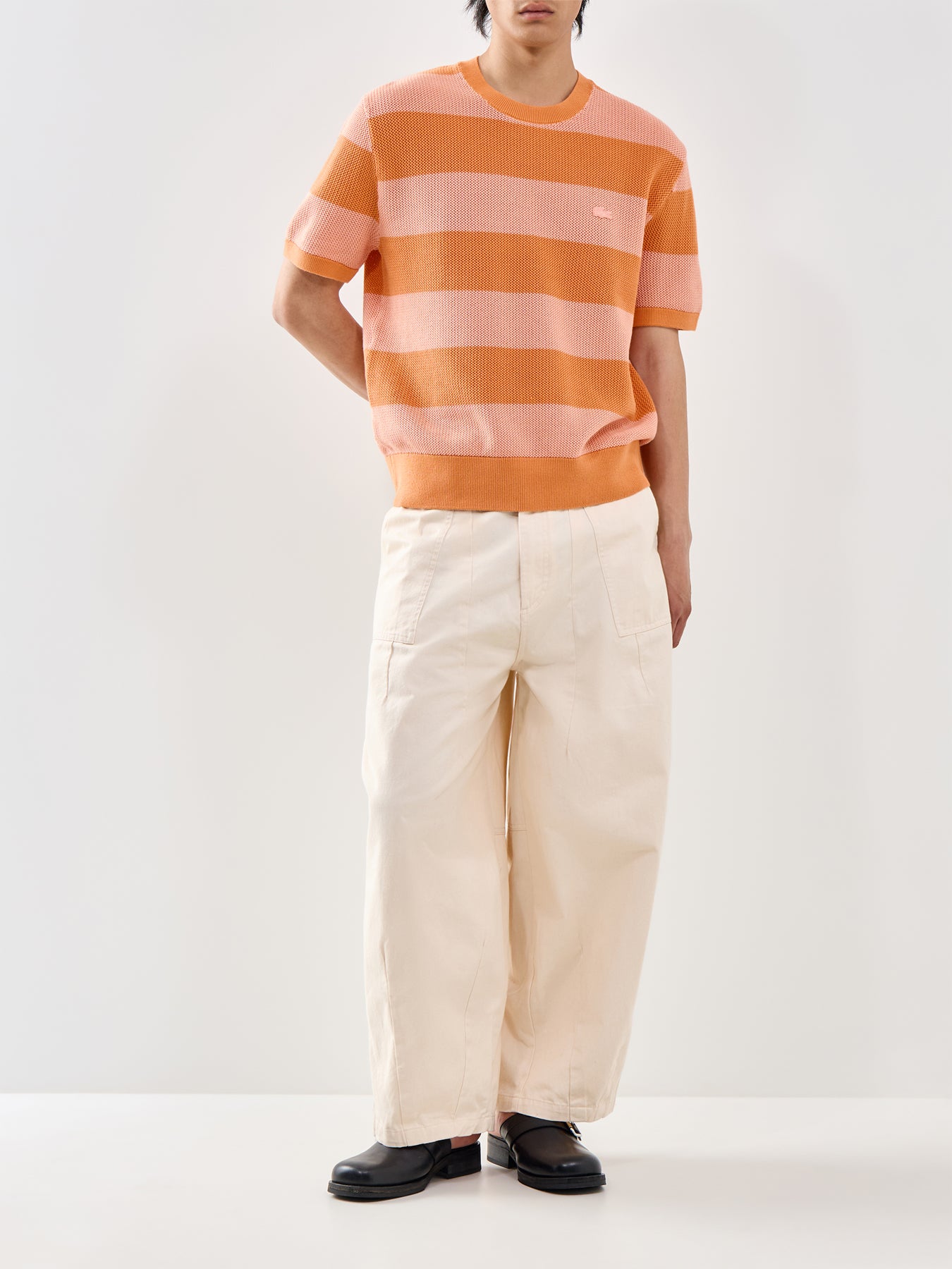 Crochet Stripe T-Shirt Orange
