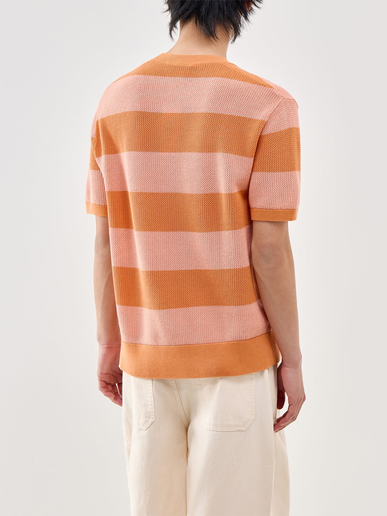 Crochet Stripe T-Shirt Orange