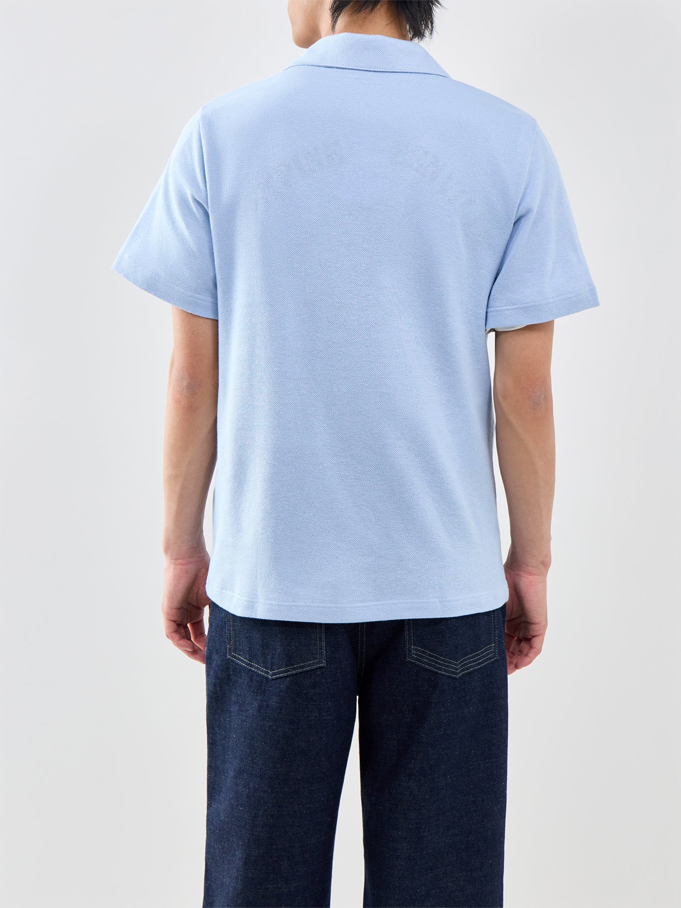 Classic Fit Cotton-Linen Polo Shirt Light Blue