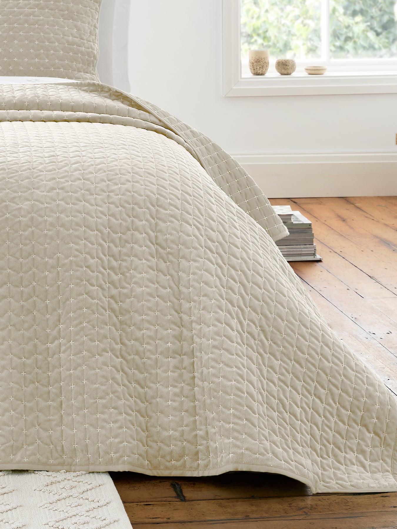 Attica Velvet Bedspread 240x260cm Neutral