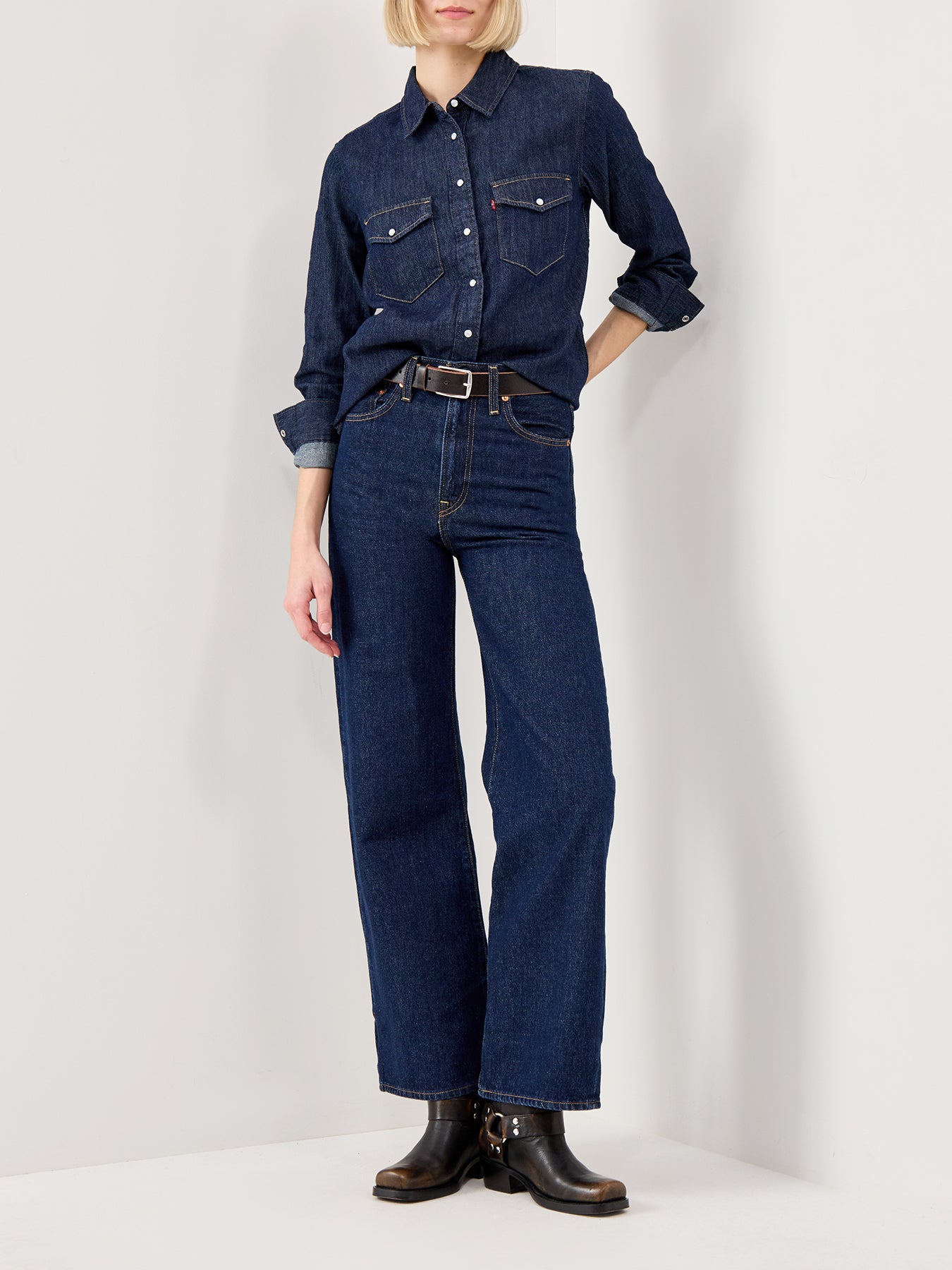 Ribcage Wide Leg Jeans Dark Indigo