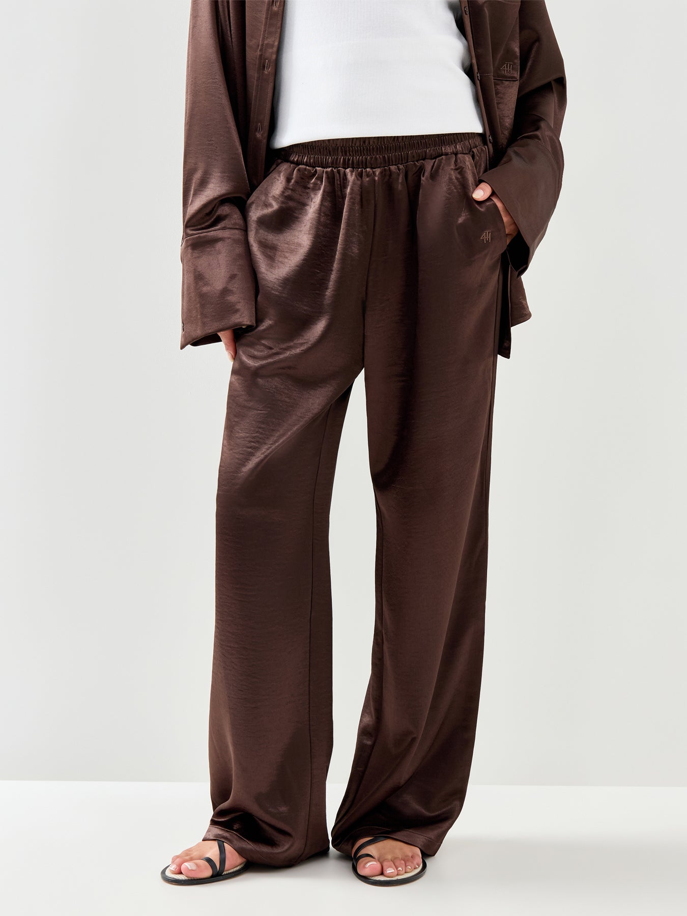 Zelda Satin Trouser Brown