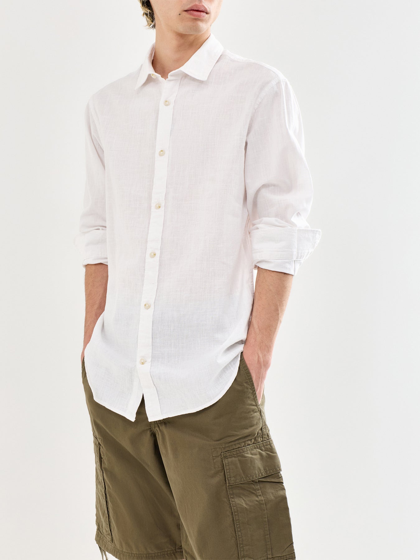 Summer Linen Blend Shirt White