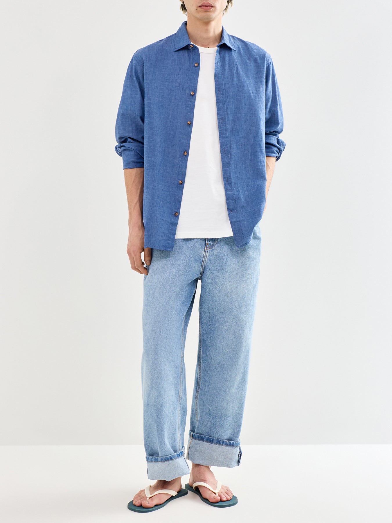 Summer Linen Blend Shirt Navy