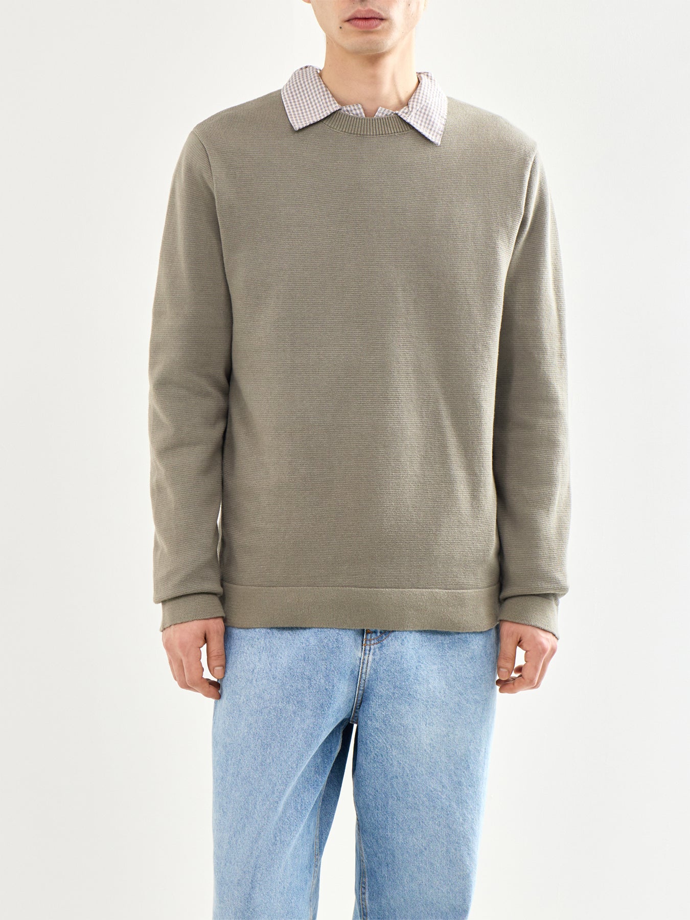 Spring Knit Crew Neck Olive