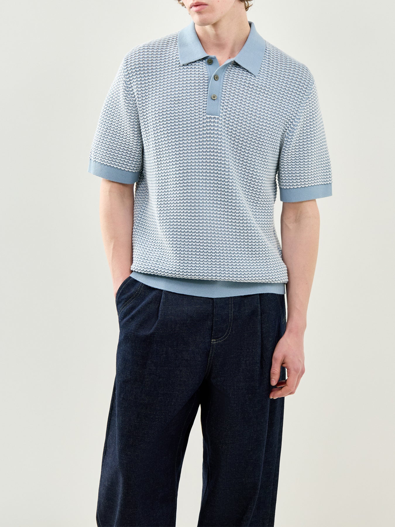 Knitted Polo Shirt Blue