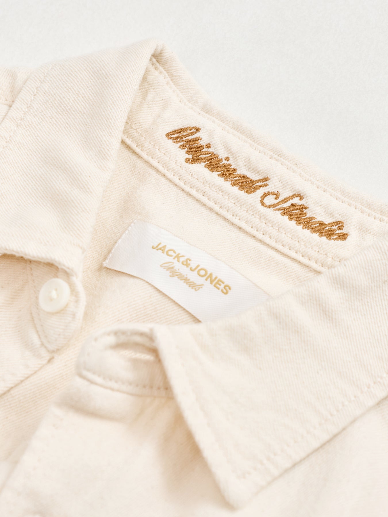 Long Sleeve Denim Shirt Cream