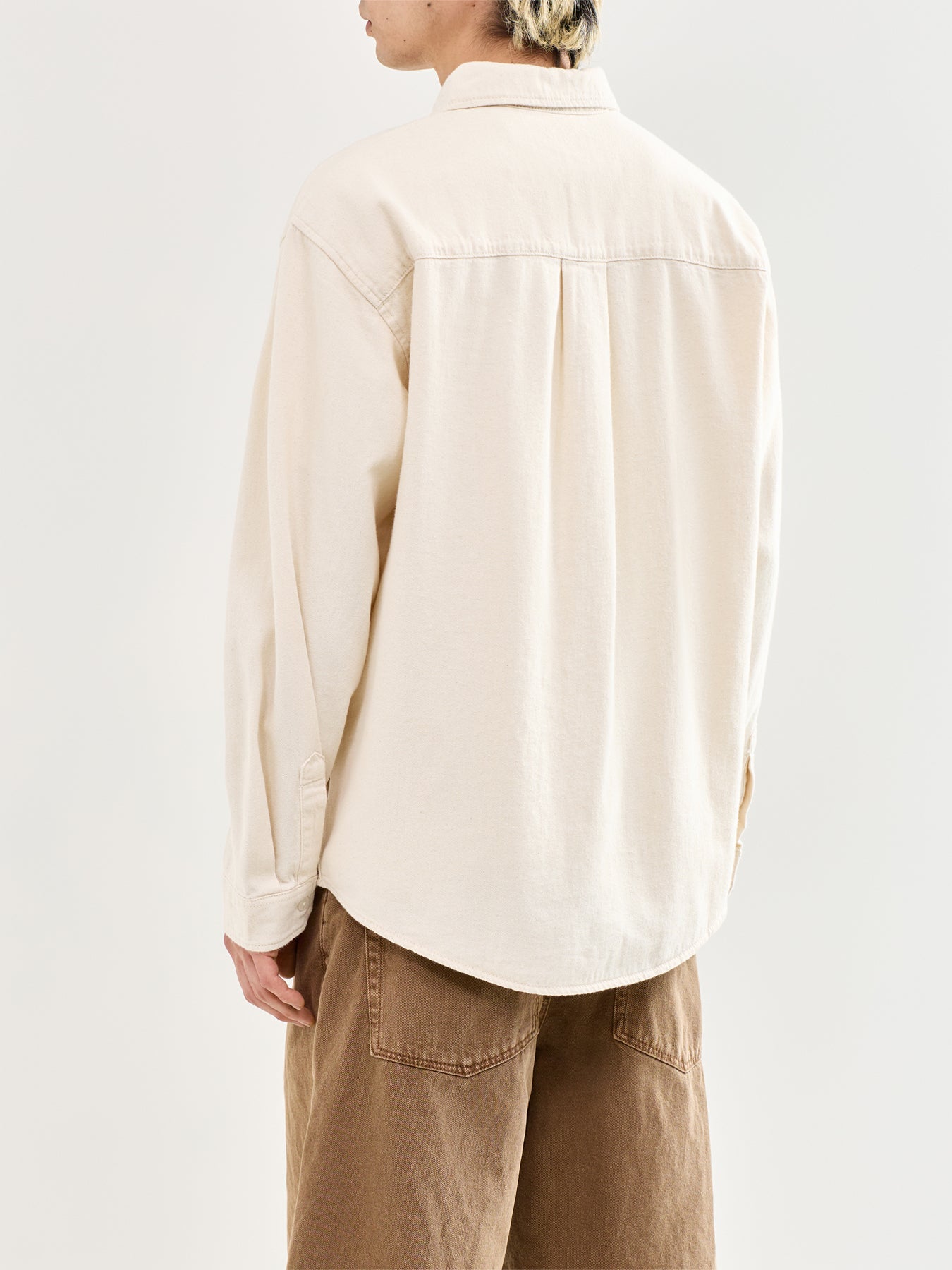 Long Sleeve Denim Shirt Cream