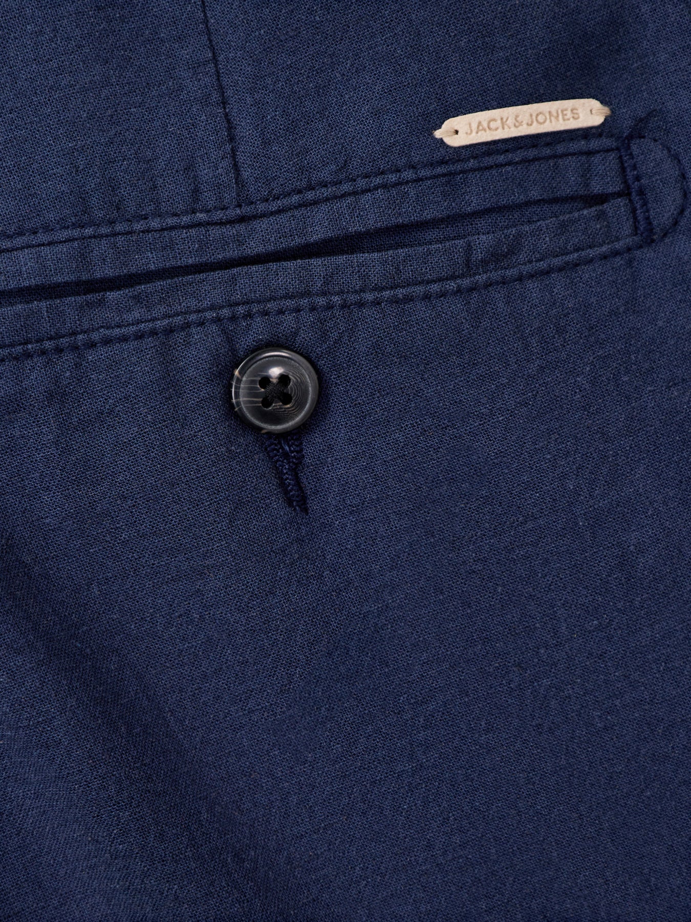 Linen Blend Chino Trousers Navy