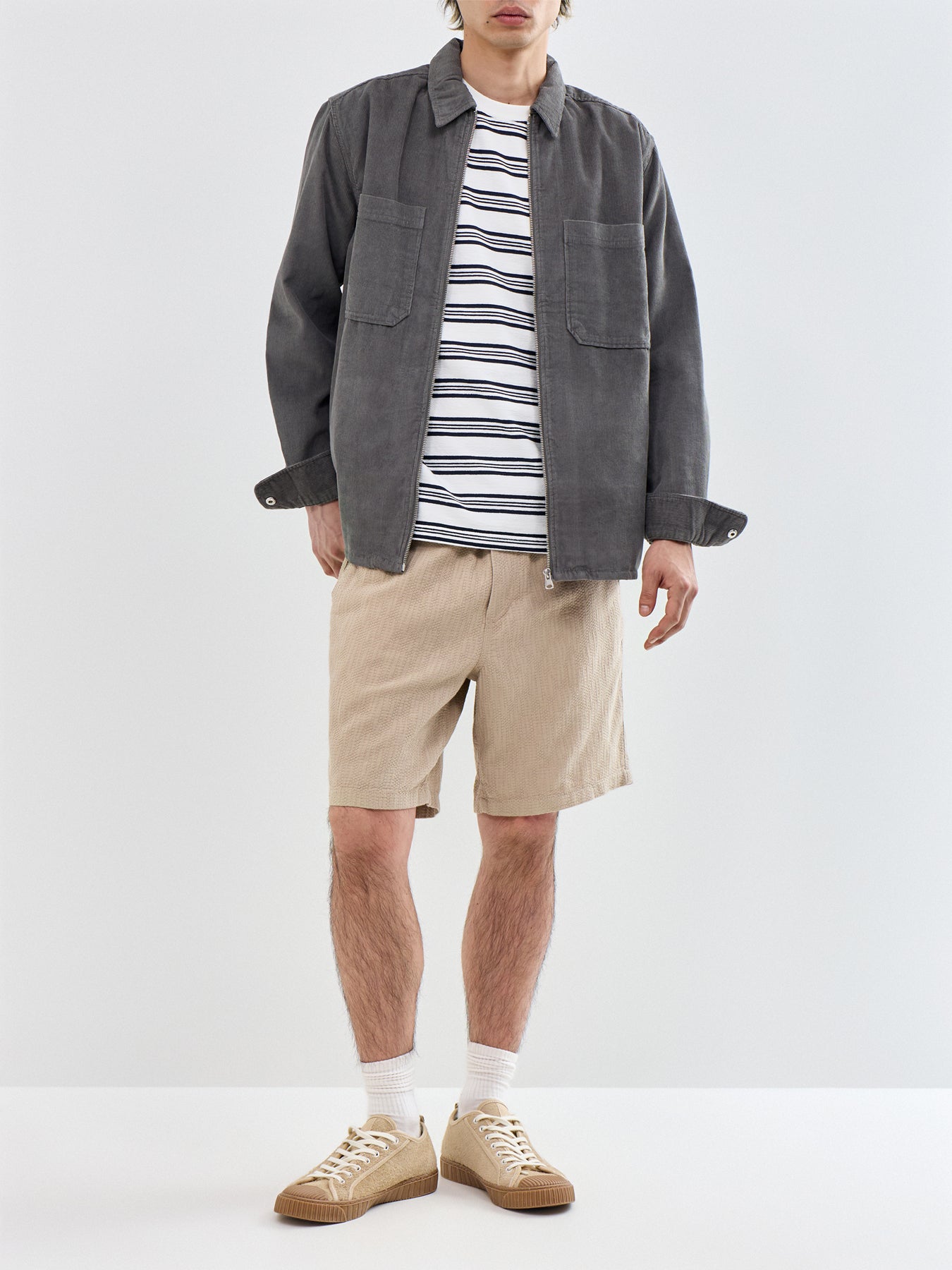 Jaiden Wavy Sweat Shorts Beige