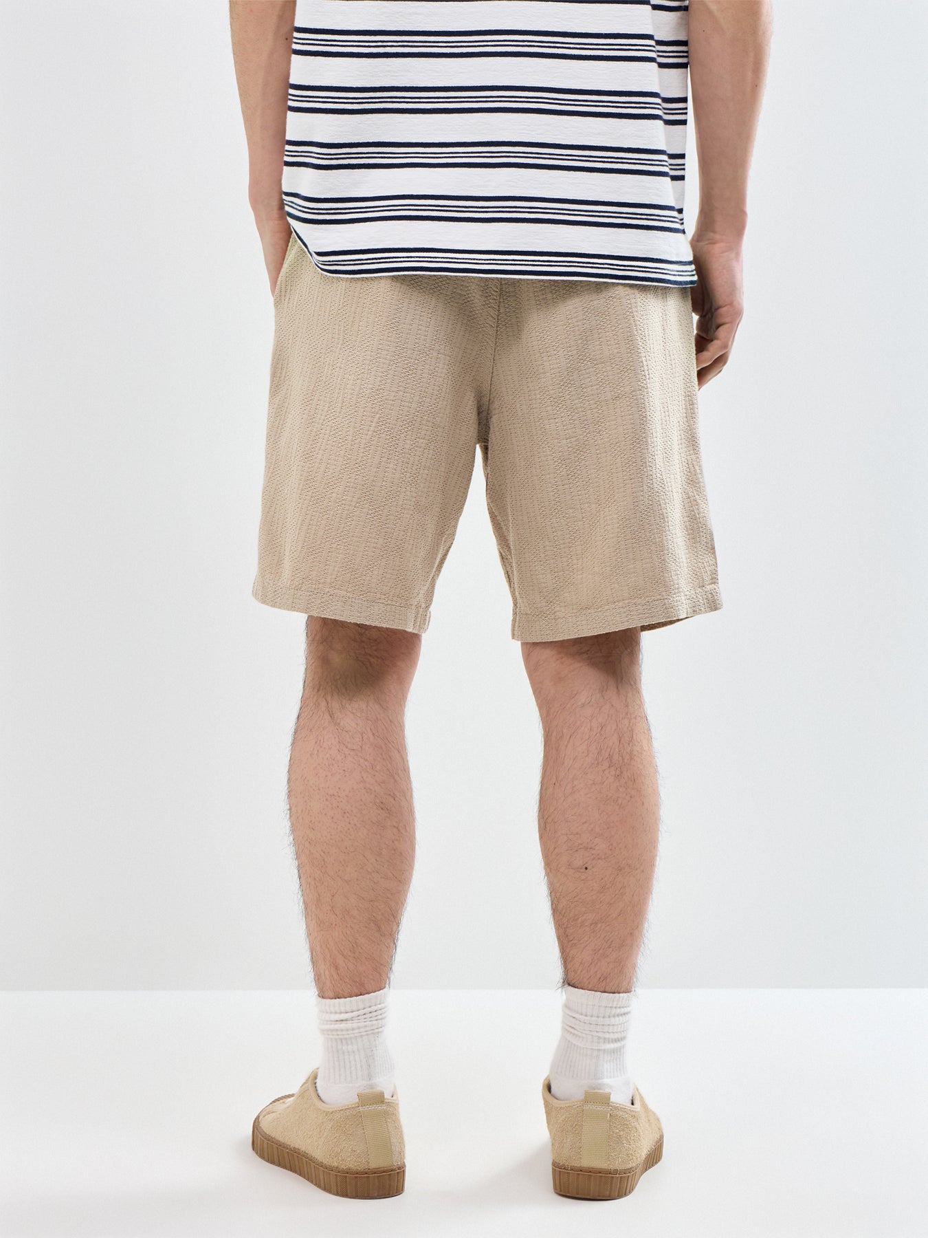 Jaiden Wavy Sweat Shorts Beige