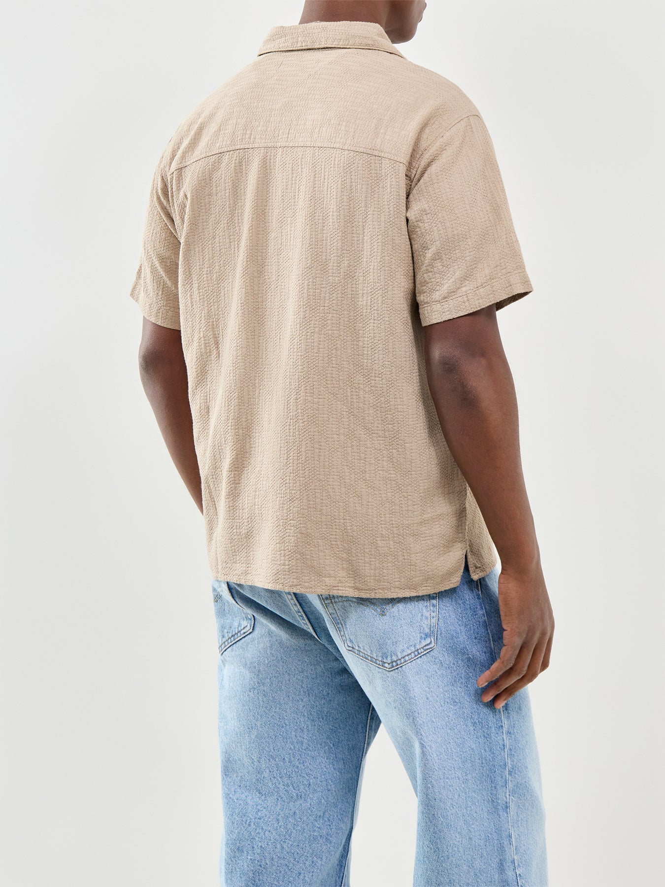 Montauk Wavy Texture Short Sleeve Shirt Beige