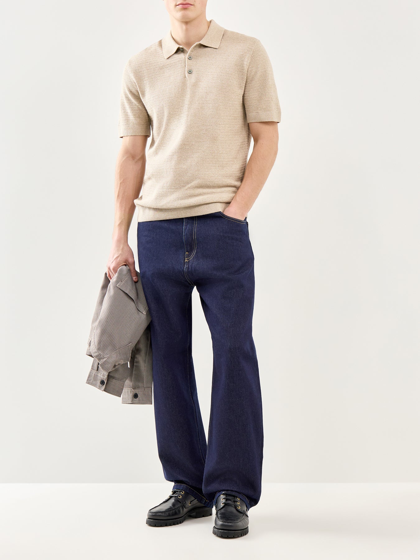 Knit Polo Shirt Beige