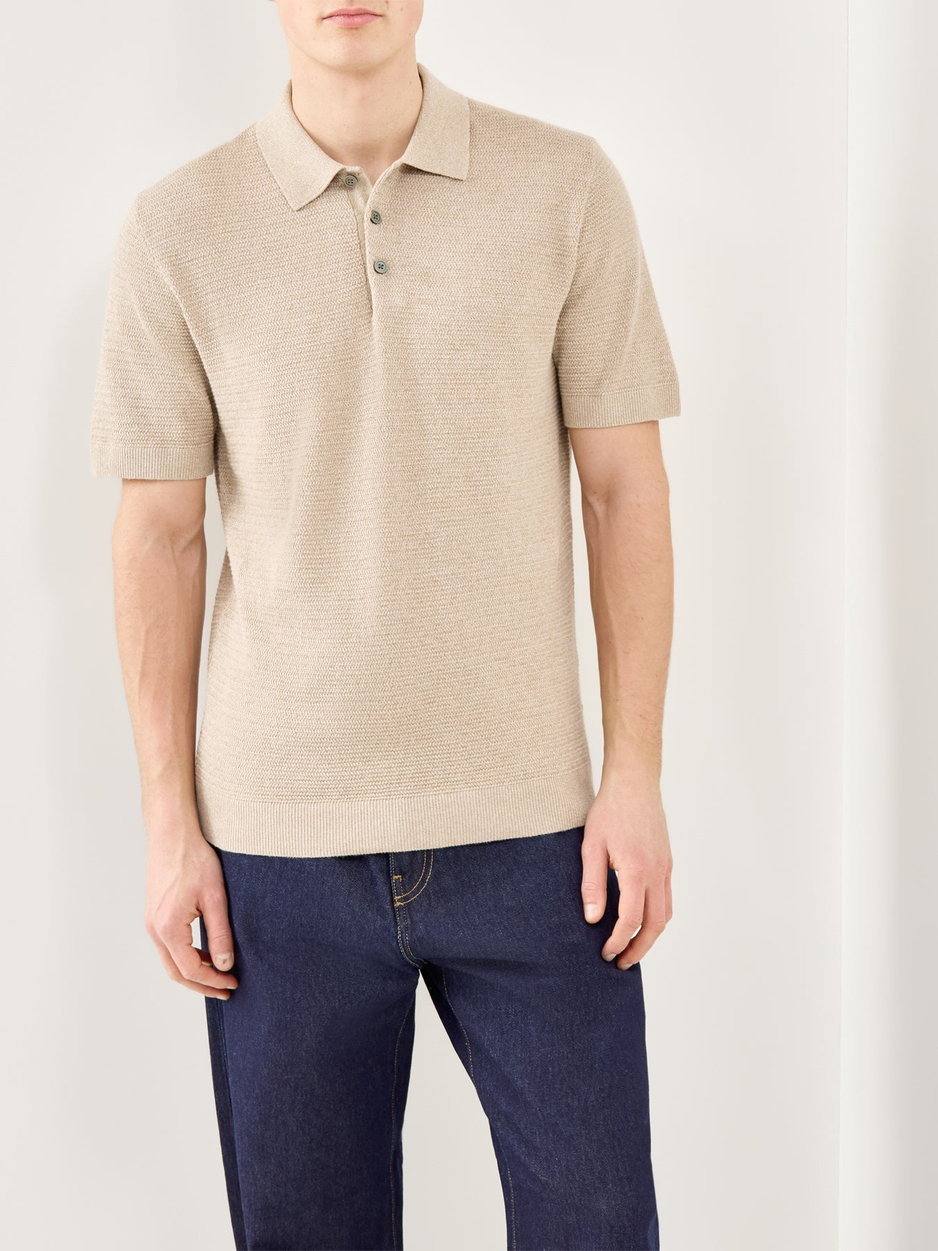 Knit Polo Shirt Beige