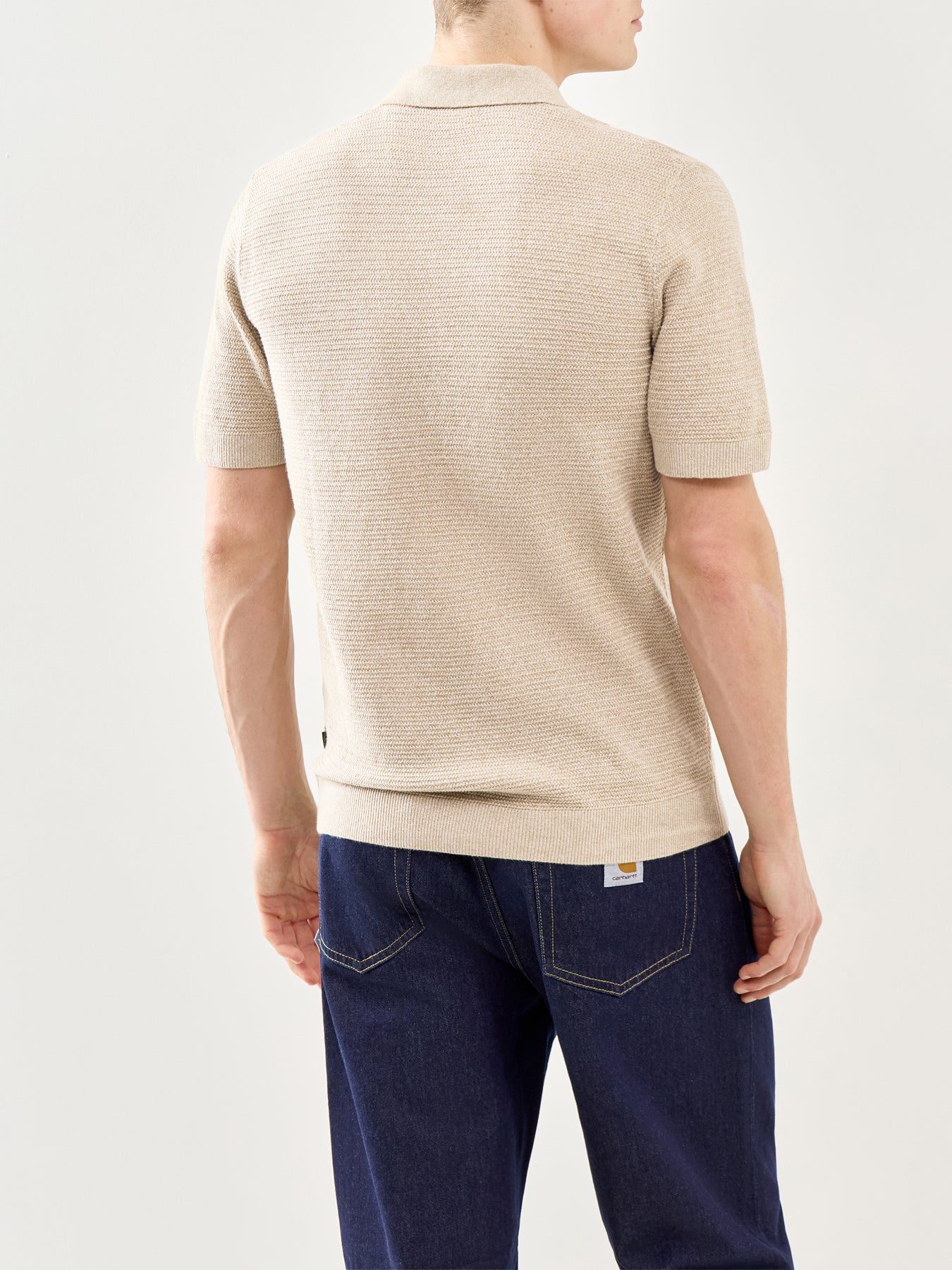 Knit Polo Shirt Beige