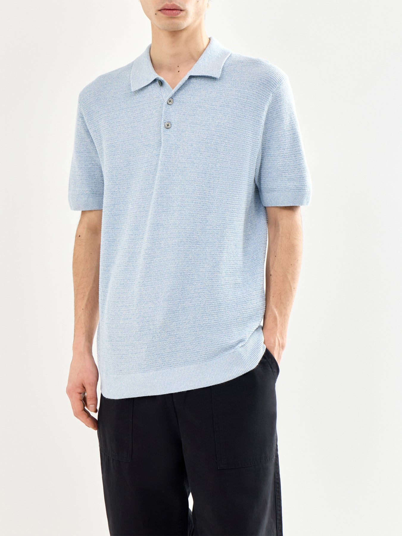 Knit Polo Shirt Blue