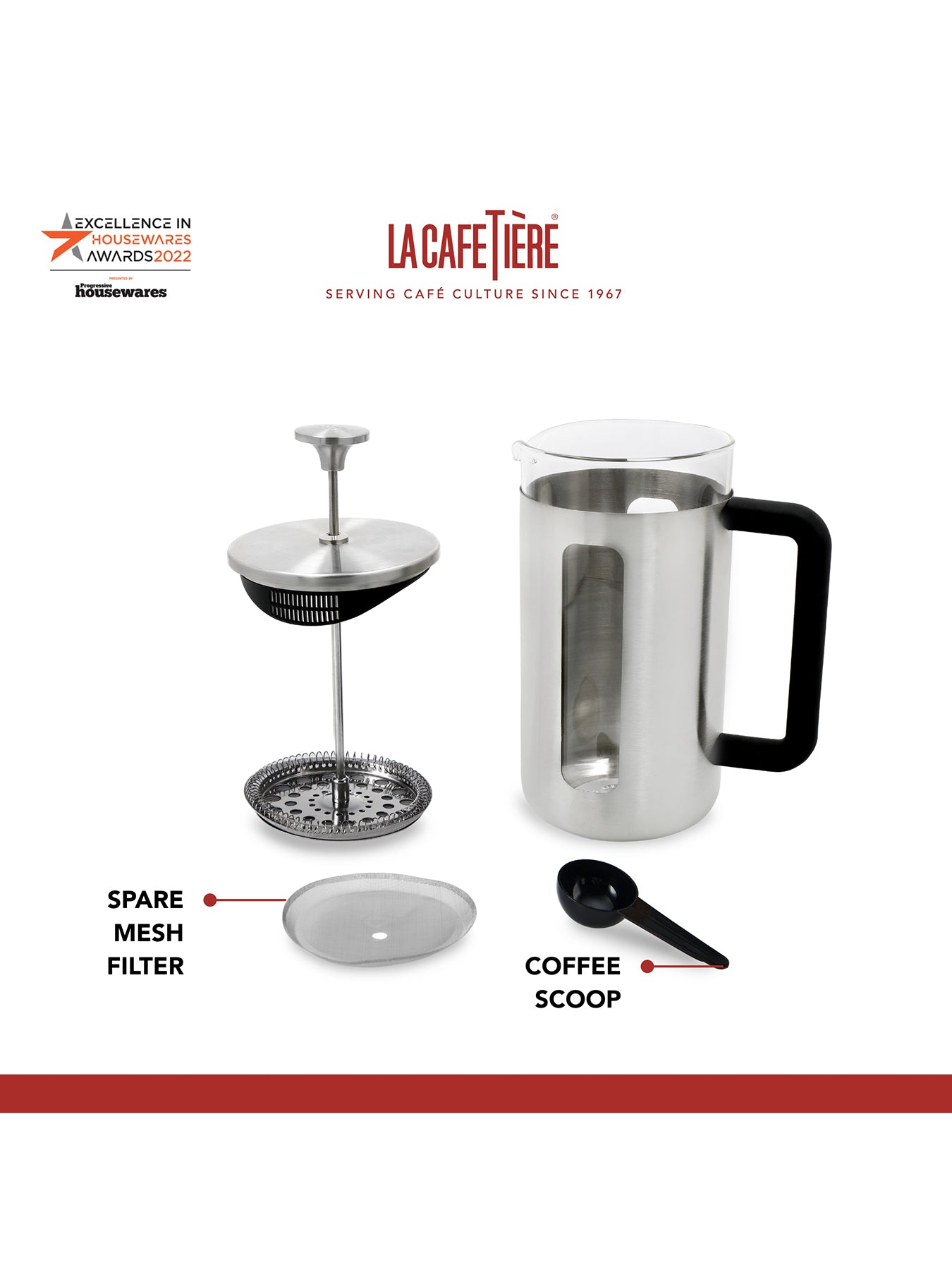 Pisa 8 Cup Cafetière Brushed Chrome