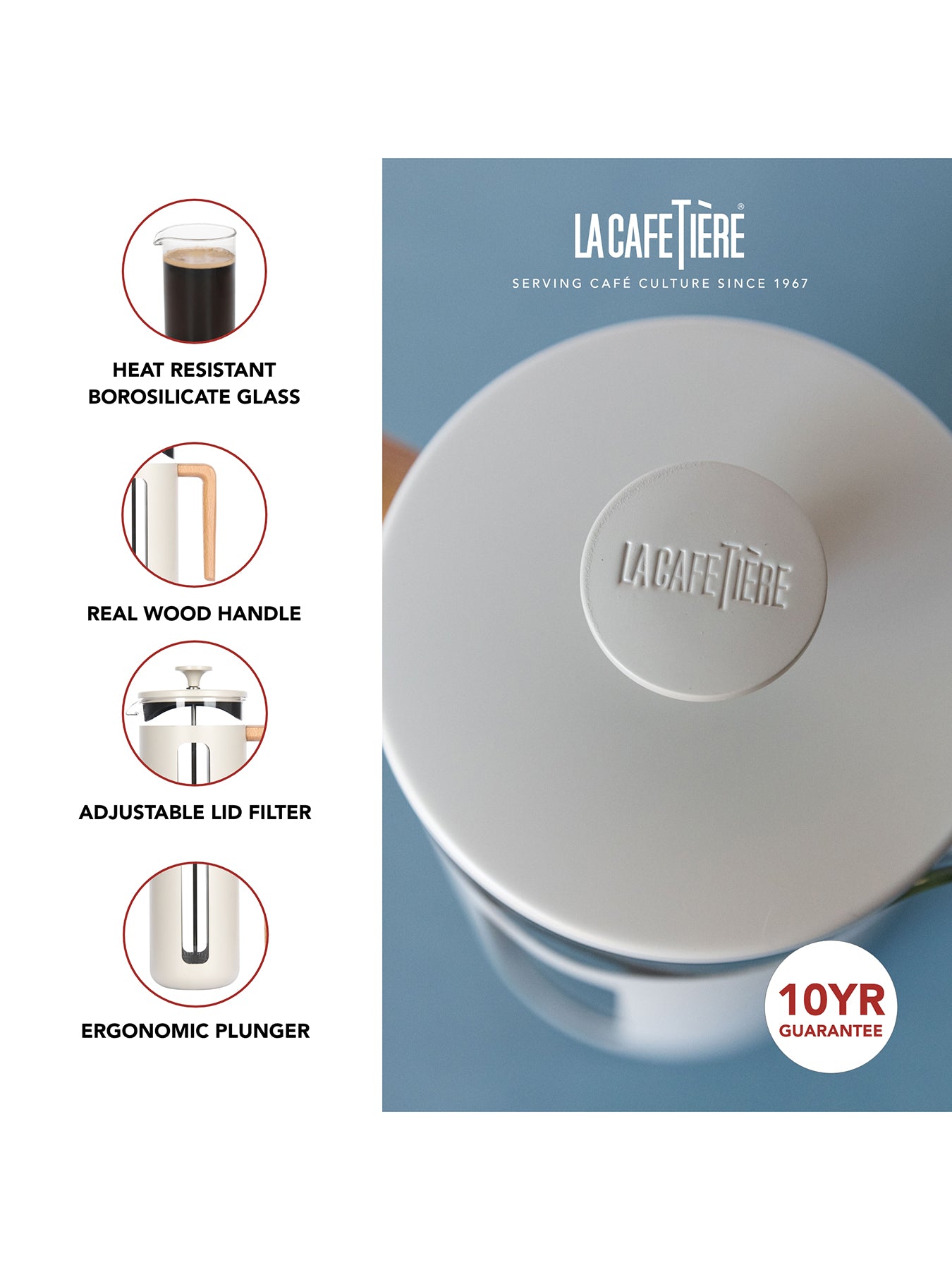 Pisa 8 Cup Cafetiere Cream