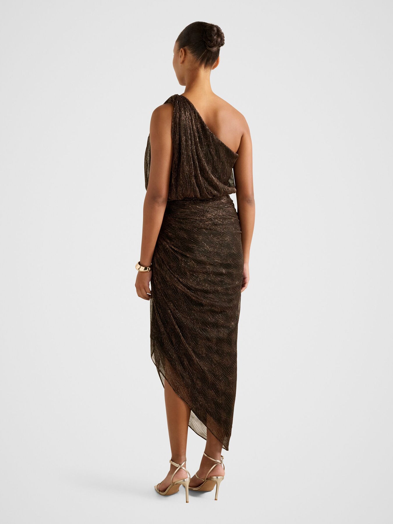Cassidy One Shoulder Midi Dress Brown