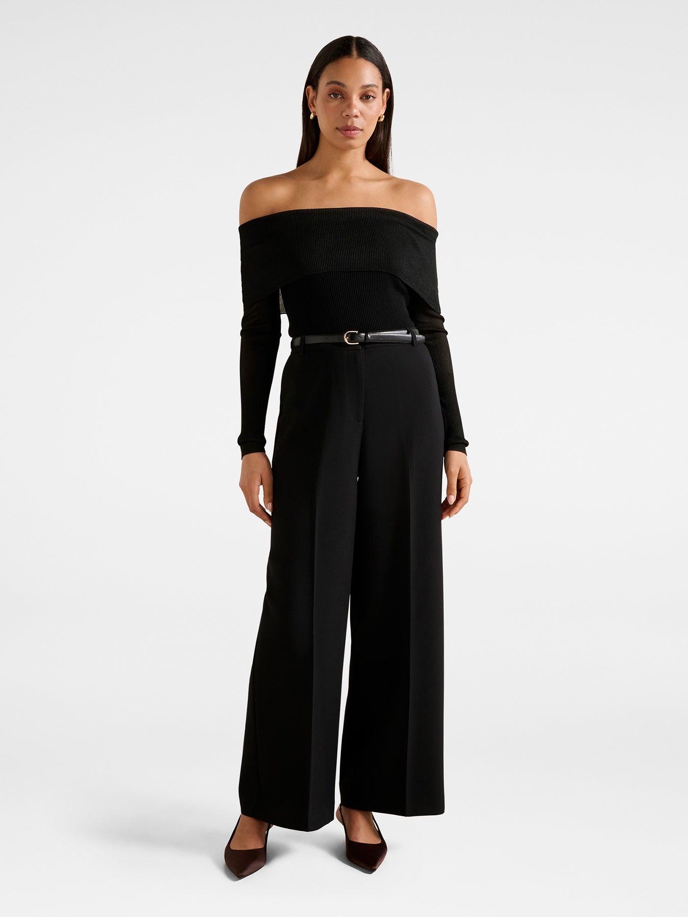 Alexandra Belted Wide Leg Pants Black