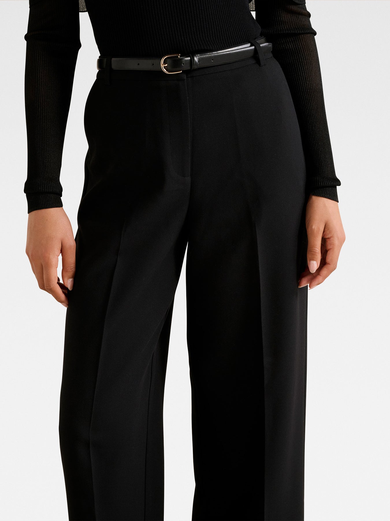 Alexandra Belted Wide Leg Pants Black