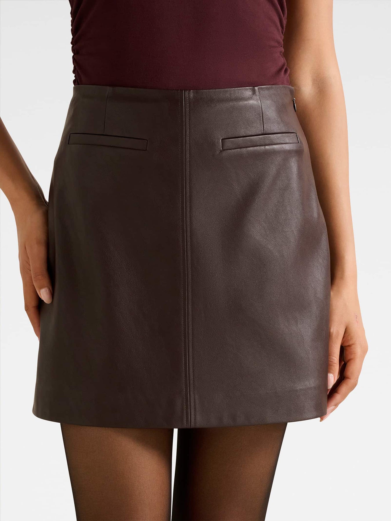 Addison Vegan Leather Mini Skirt Red