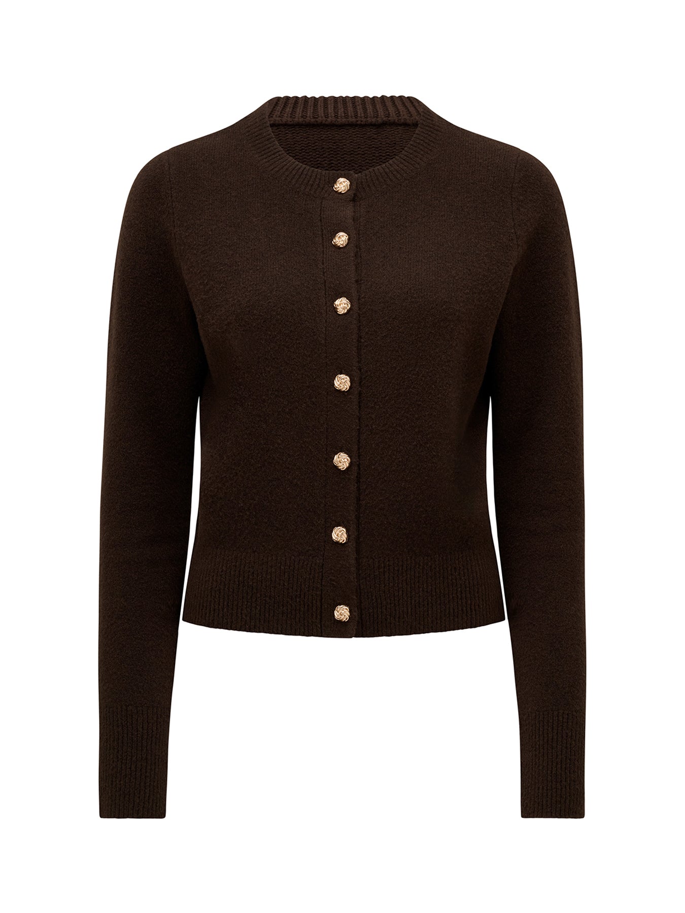 May Crew Neck Cardigan Brown