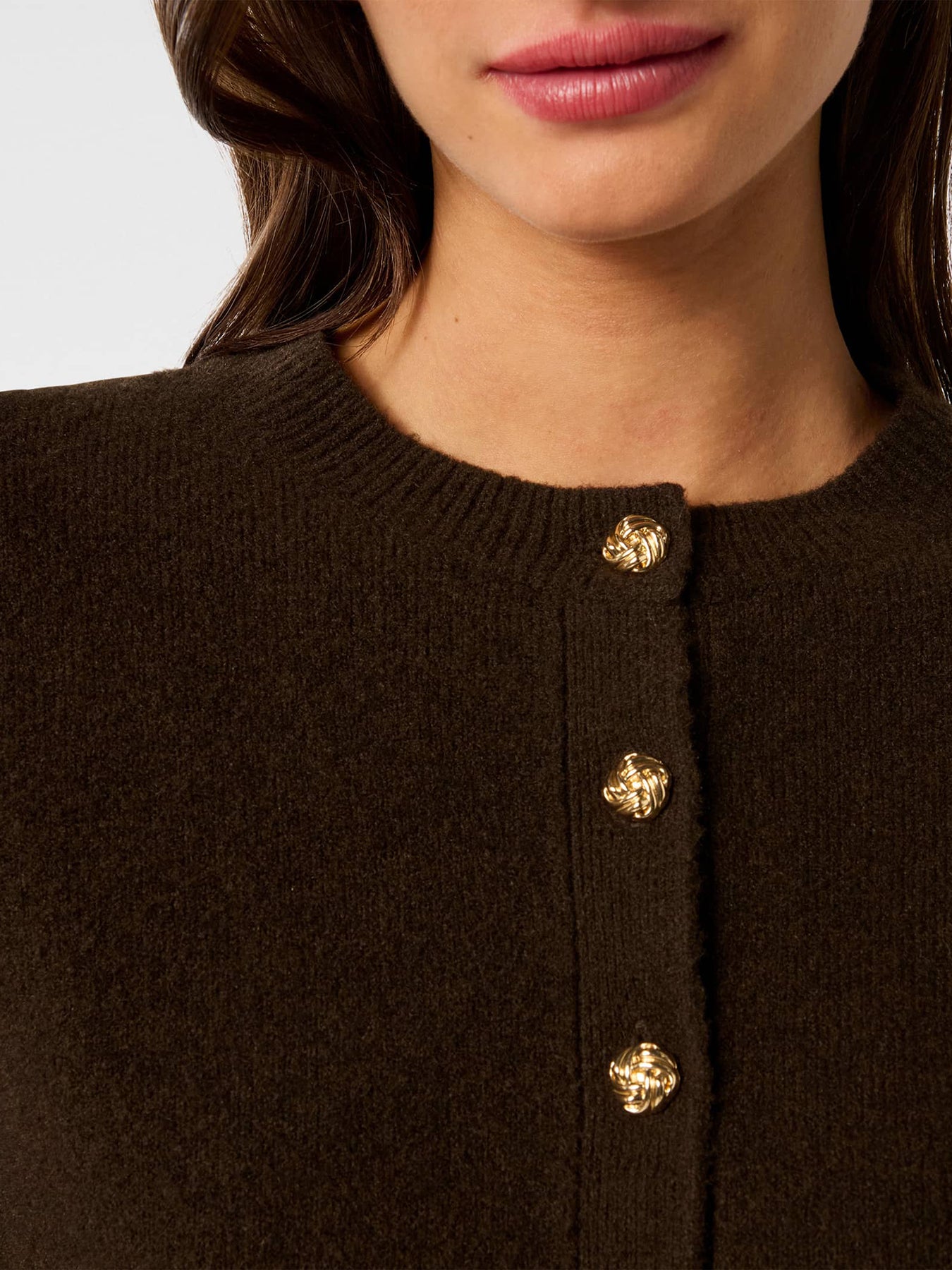 May Crew Neck Cardigan Brown