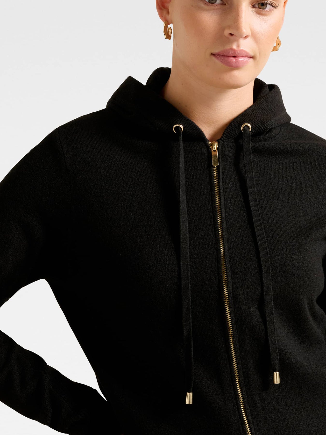 Hazel Knitted Lounge Hoodie Black