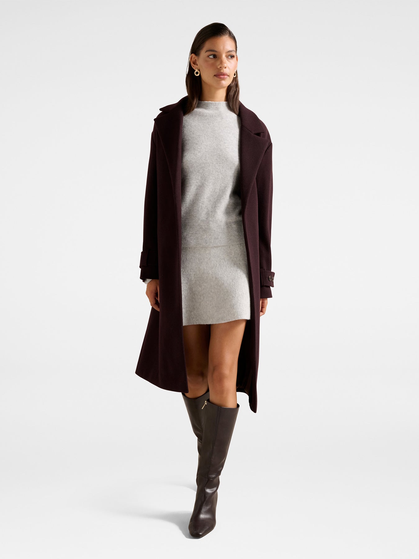 Heidi Double Breasted Wrap Coat Purple