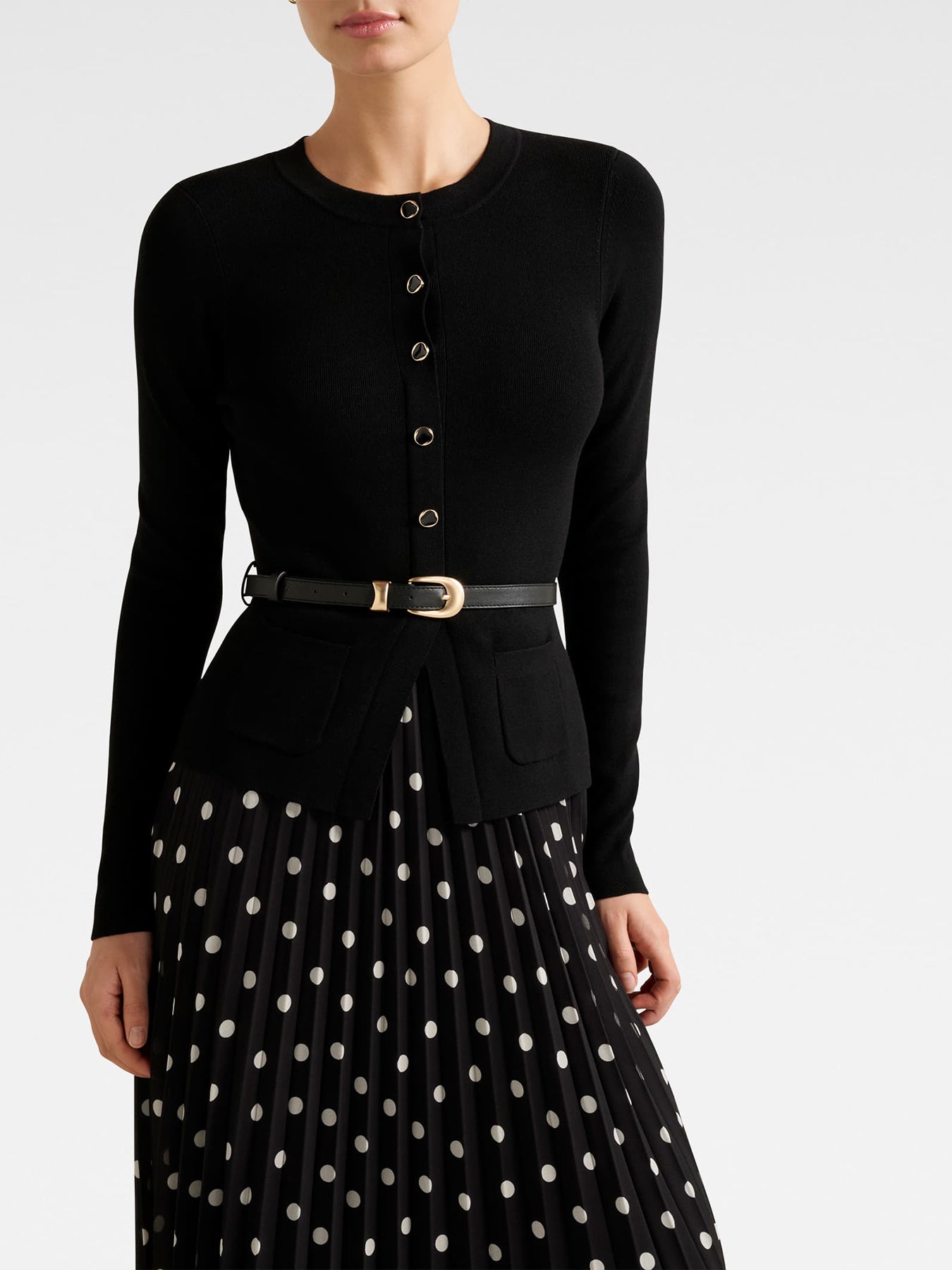 Daphne Waistcoat Knitted Midi Dress Black