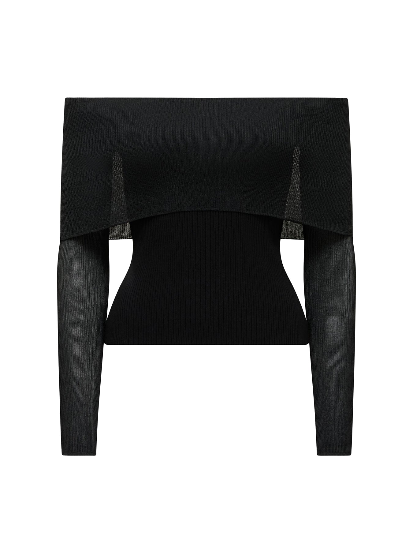 Brynn Bardot Knitted Top Black