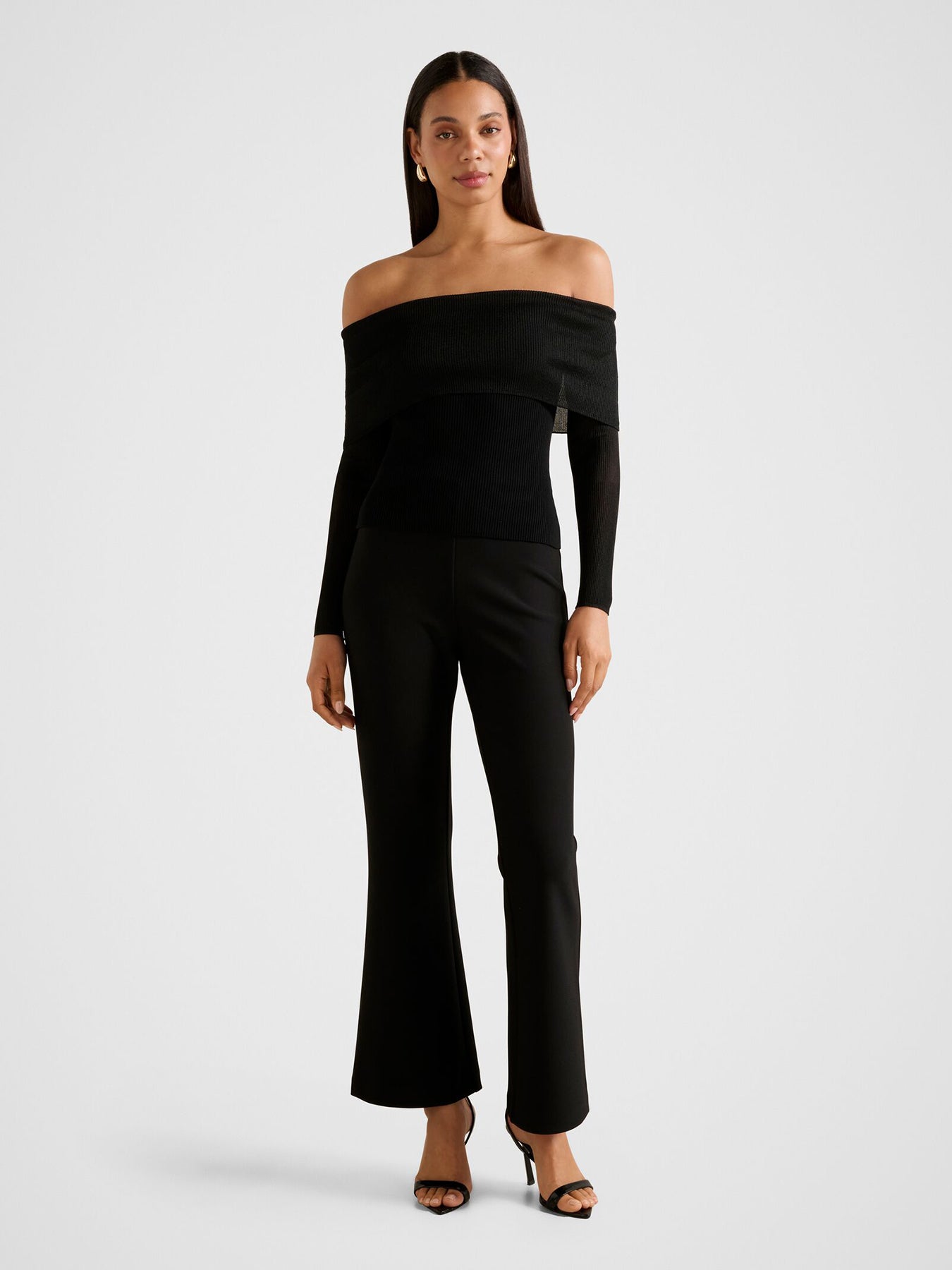 Brynn Bardot Knitted Top Black