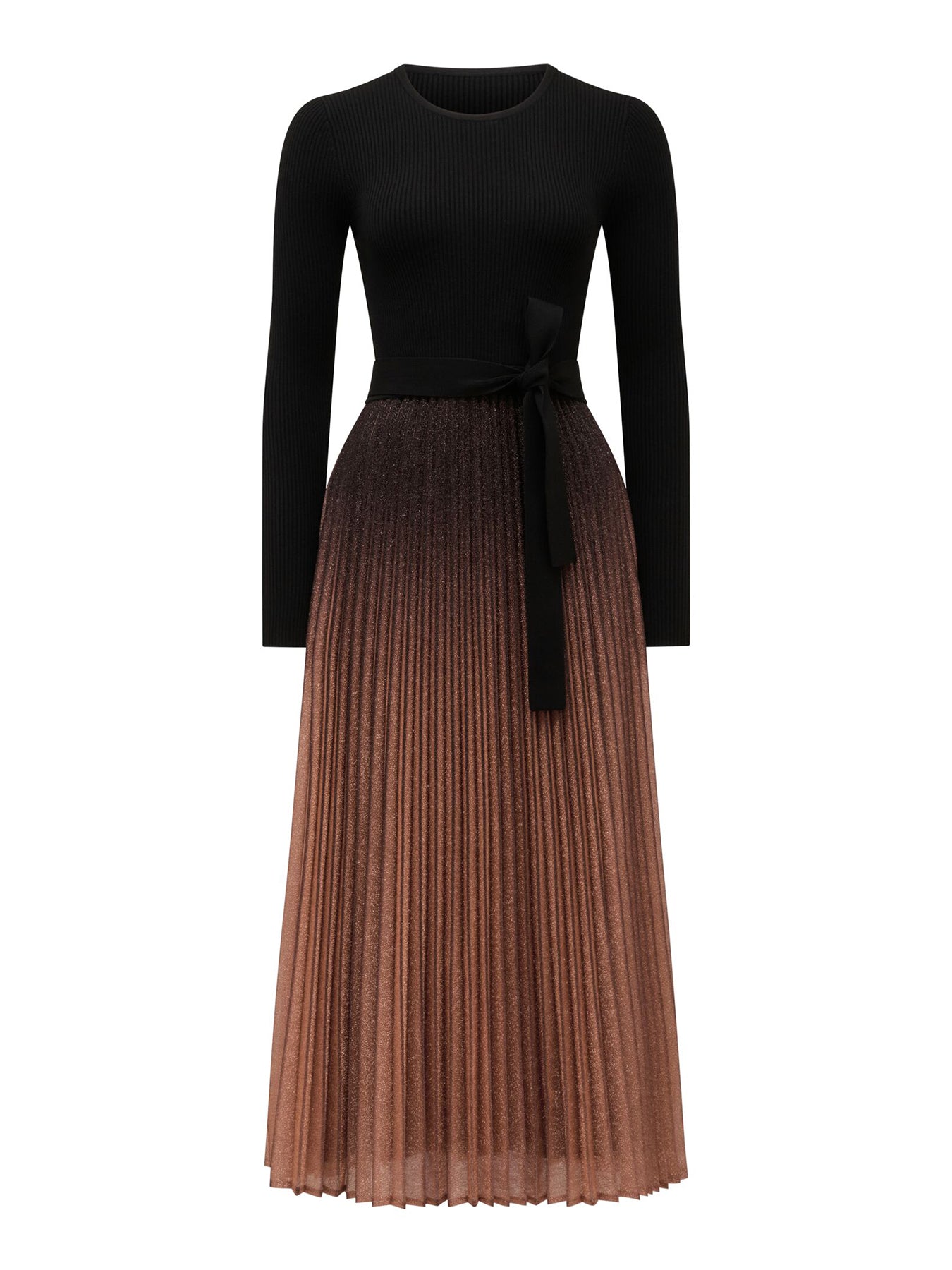 Celina Ombre Metallic Midi Dress Black