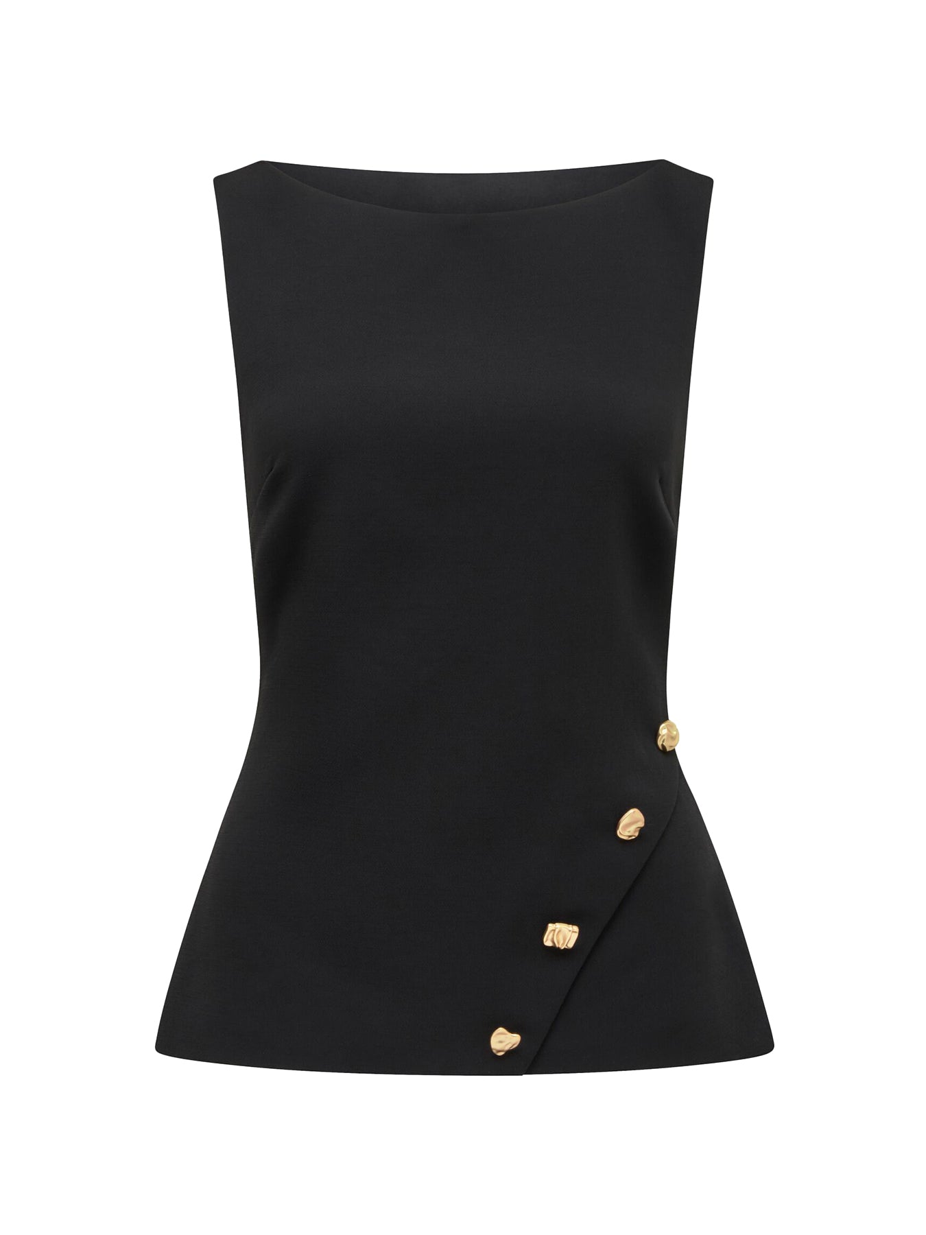 Pheobe Asymmetrical Vest Top Black
