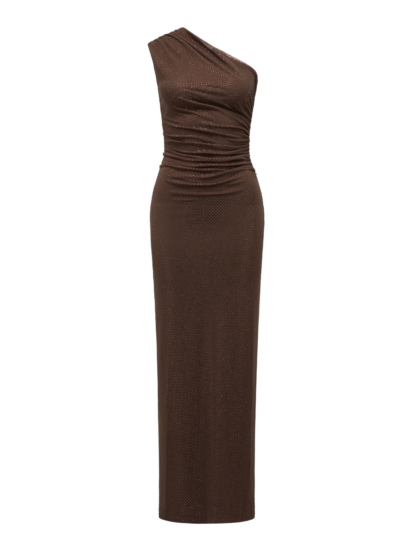 Audrina One Shoulder Maxi Dress Brown