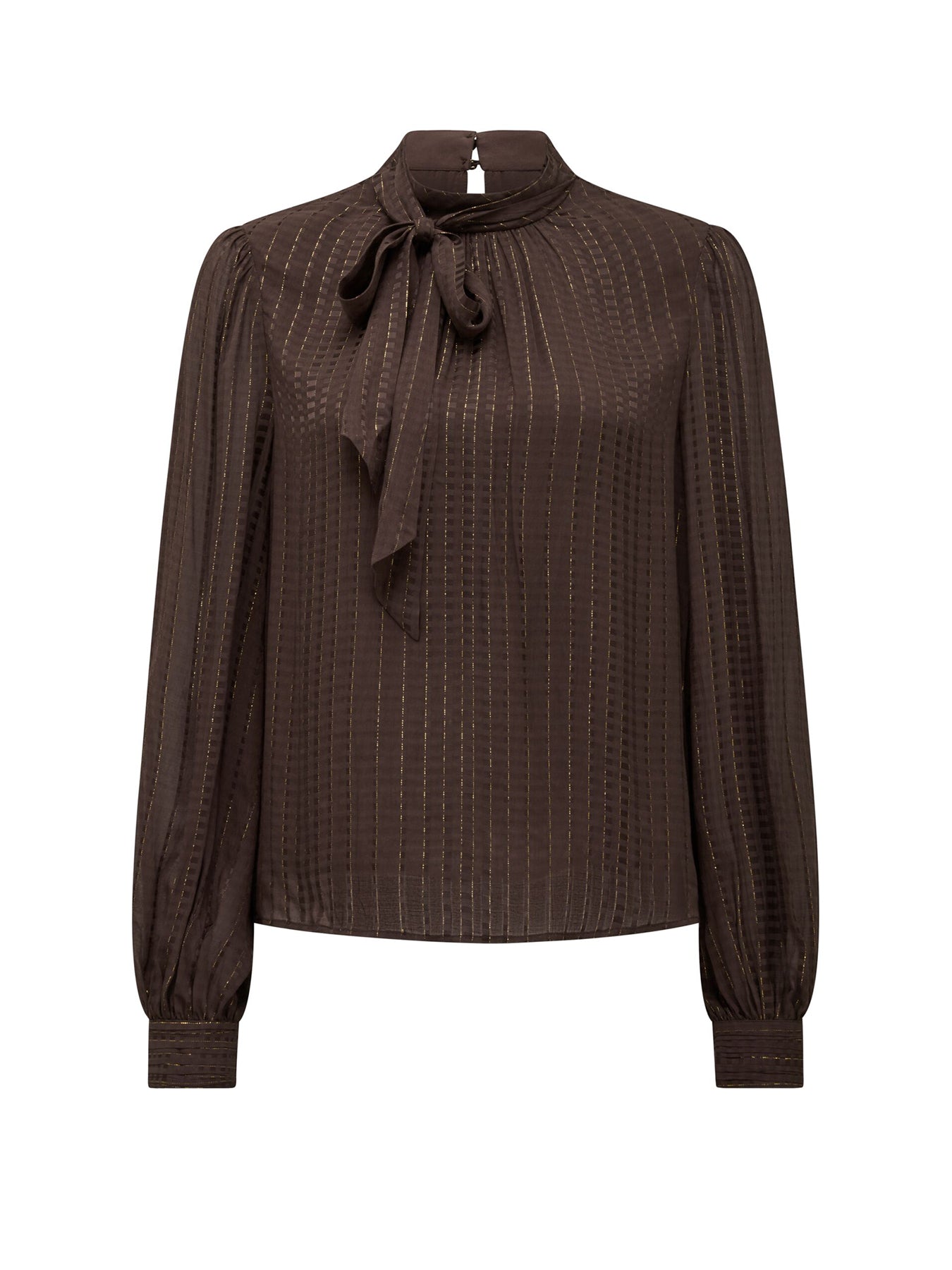 Preslee Neck Tie Blouse Brown