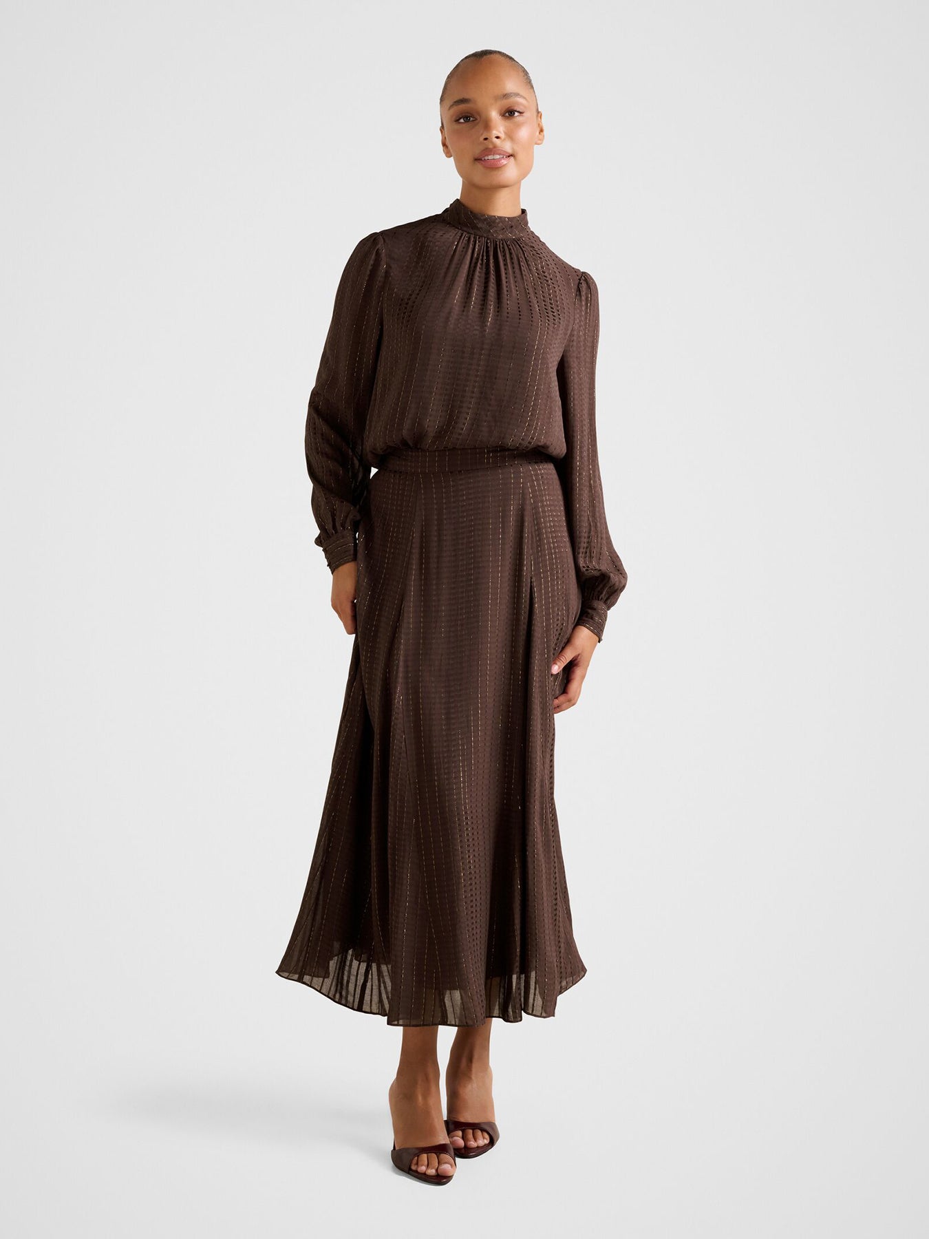 Preslee Neck Tie Blouse Brown