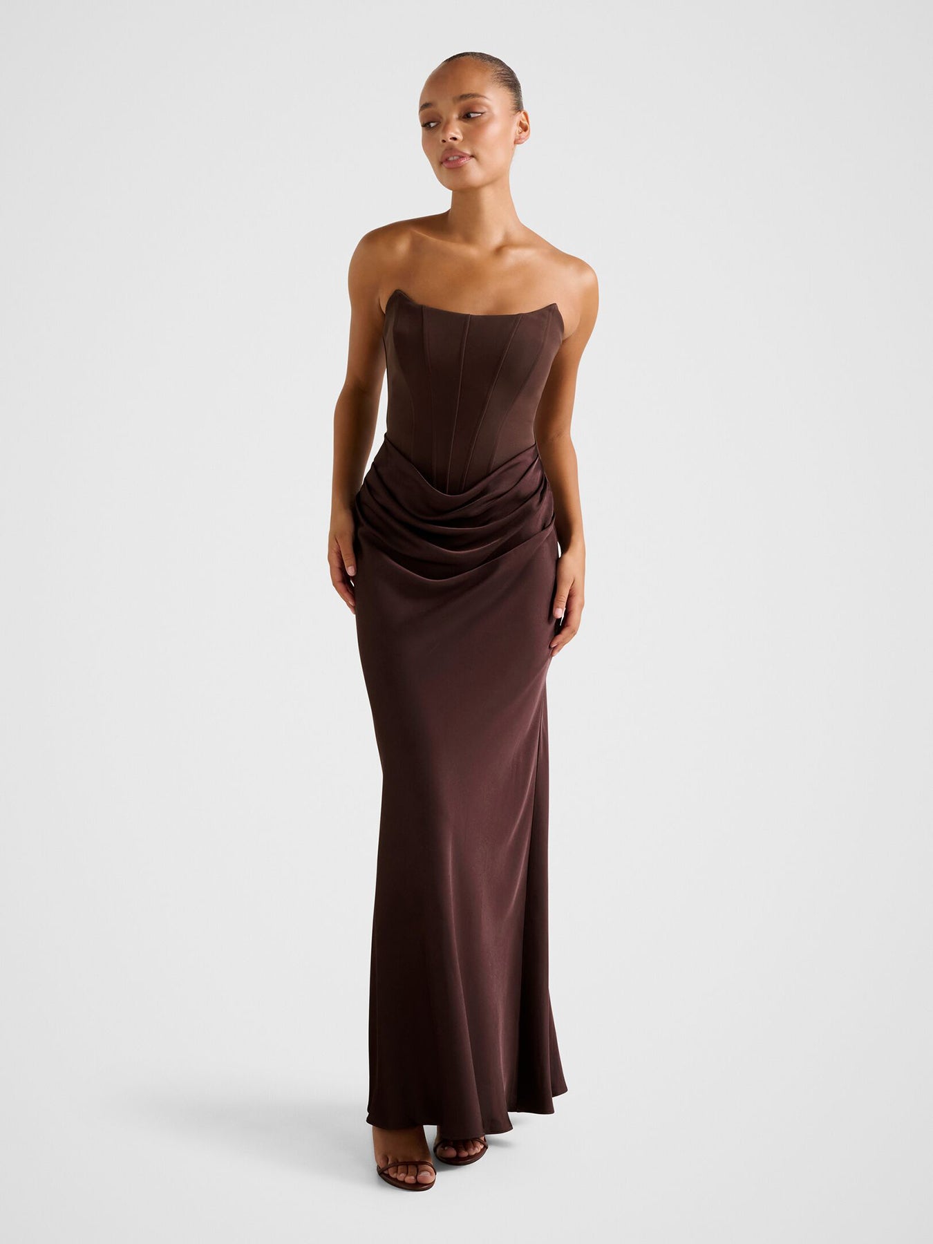 Isra Strapless Maxi Dress Brown