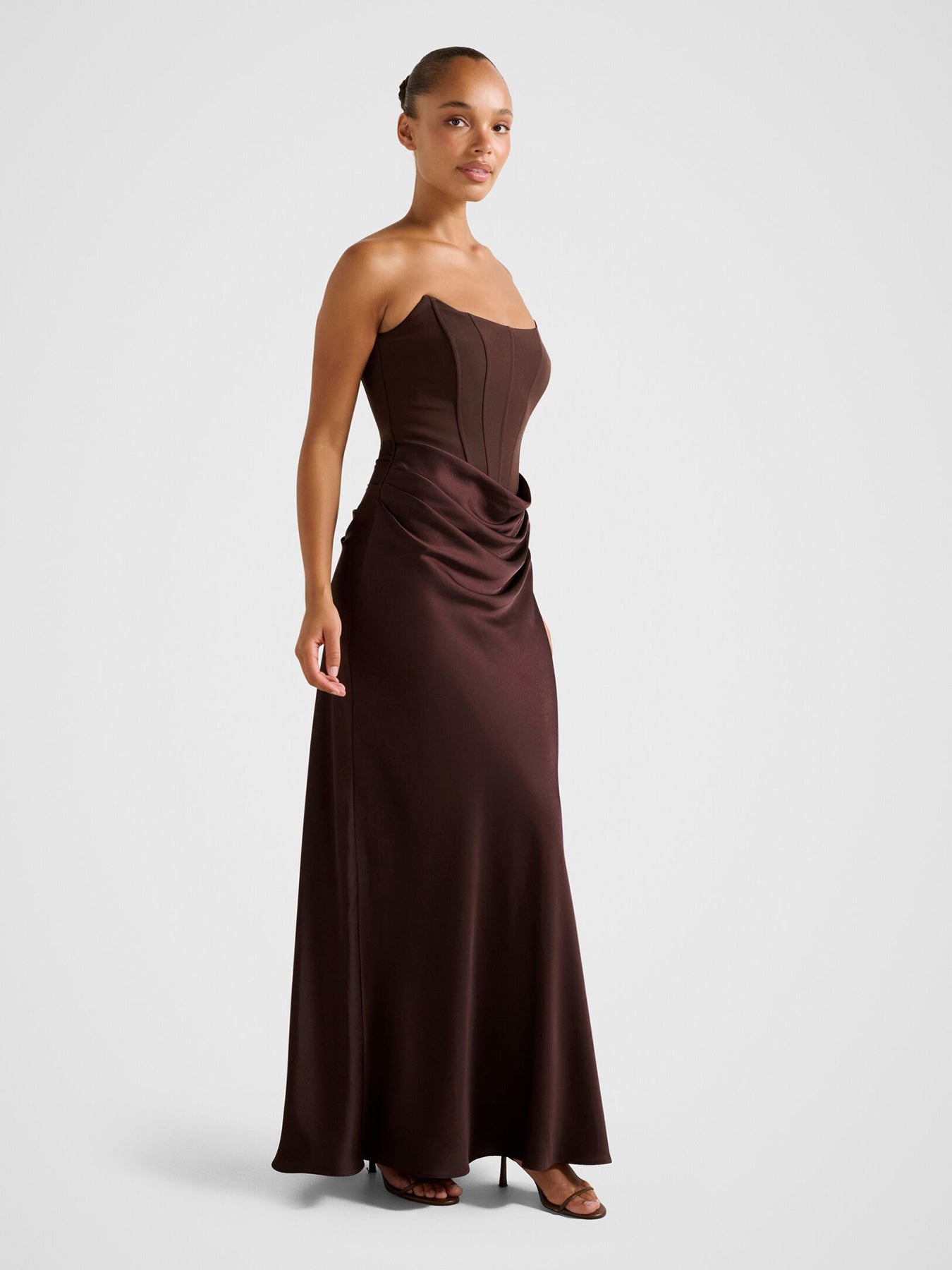 Isra Strapless Maxi Dress Brown
