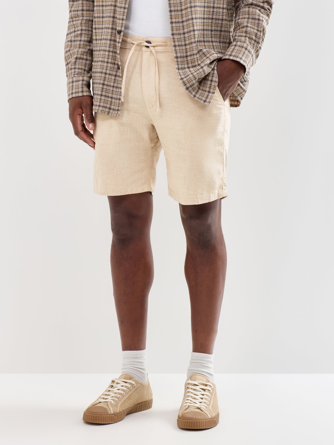 Brody Linen Blend Shorts Beige