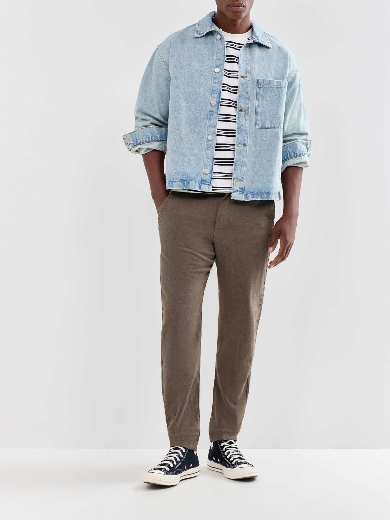 Slim Tape Brody Linen Blend Trousers Khaki