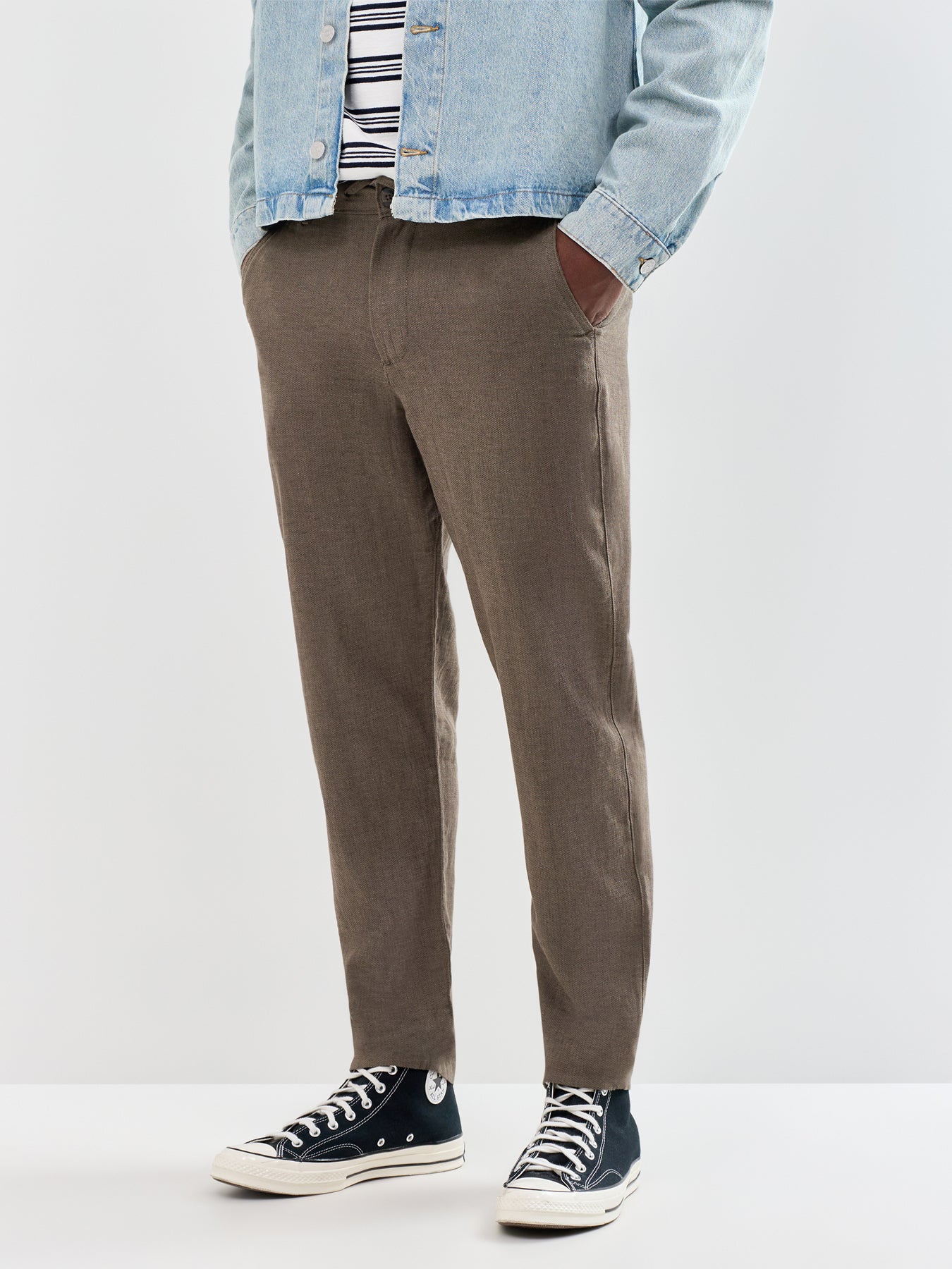 Slim Tape Brody Linen Blend Trousers Khaki