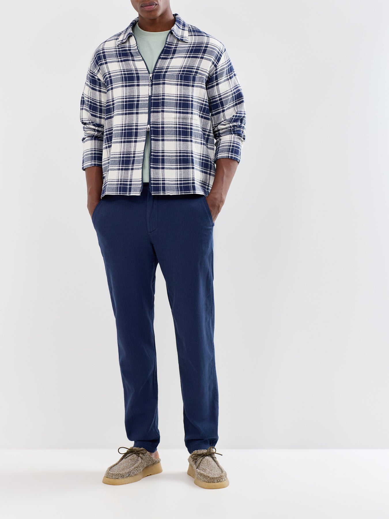 Slim Tape Brody Linen Blend Trousers Navy