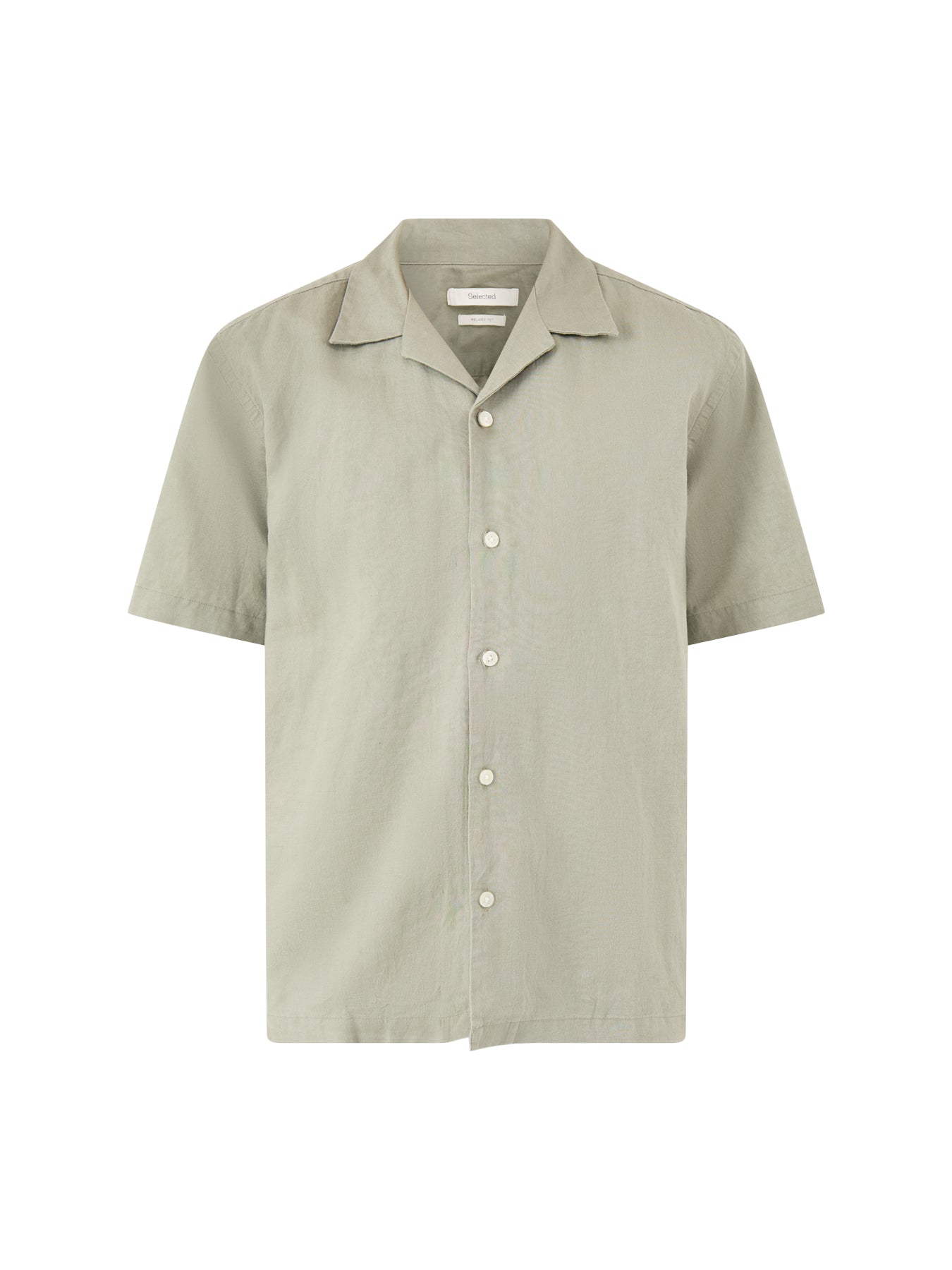 Relaxed Linen-Blend Short Sleeve Shirt Green