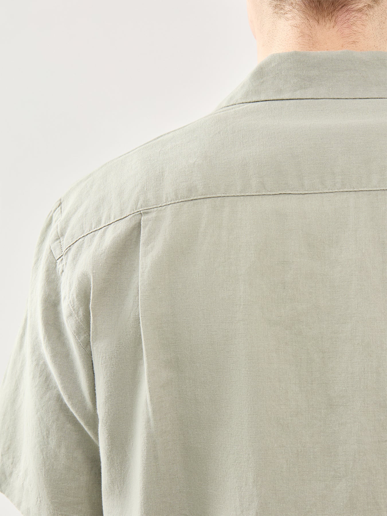 Relaxed Linen-Blend Short Sleeve Shirt Green
