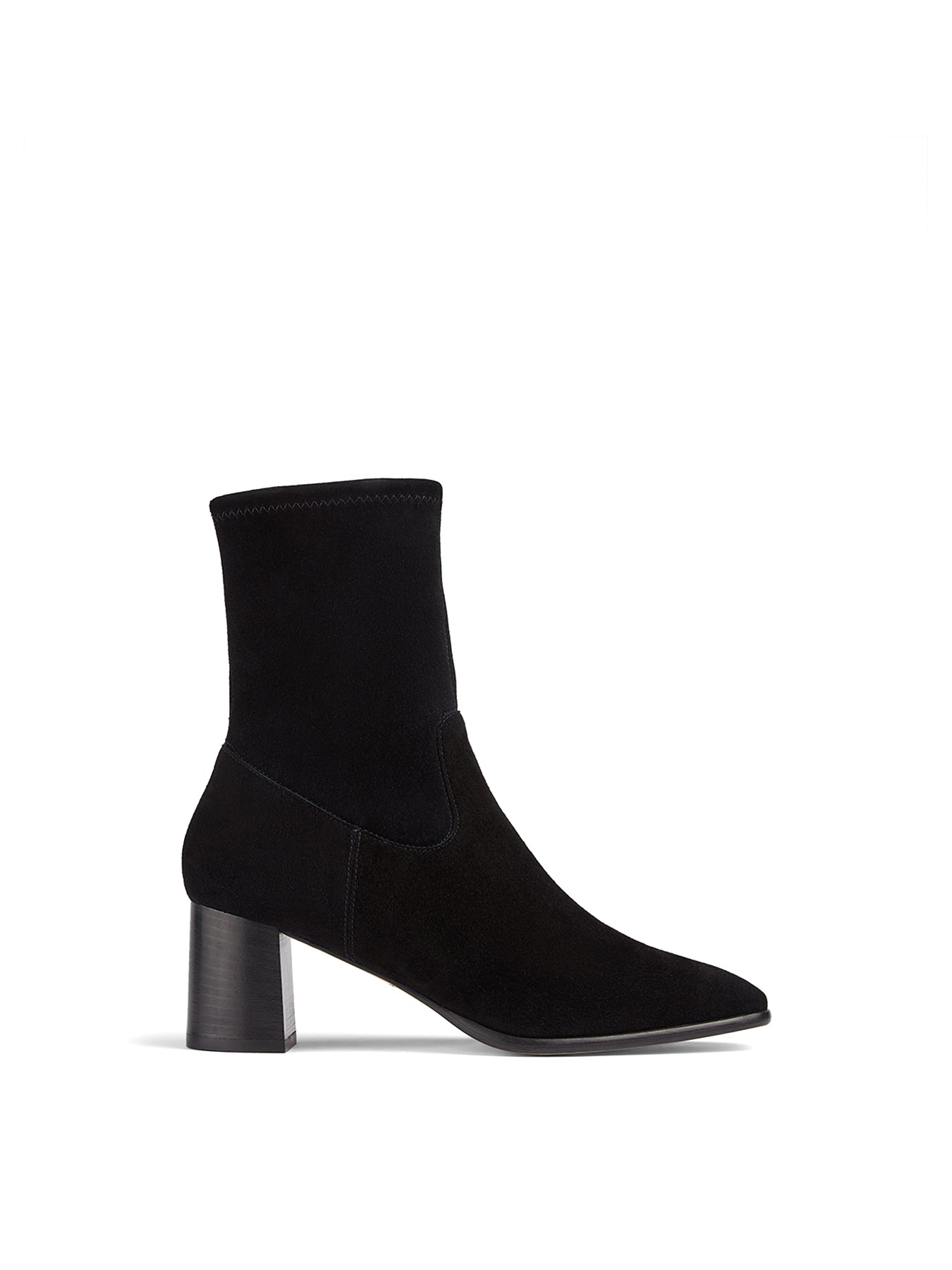 Harp Block Heel Stretch Ankle Boots Black