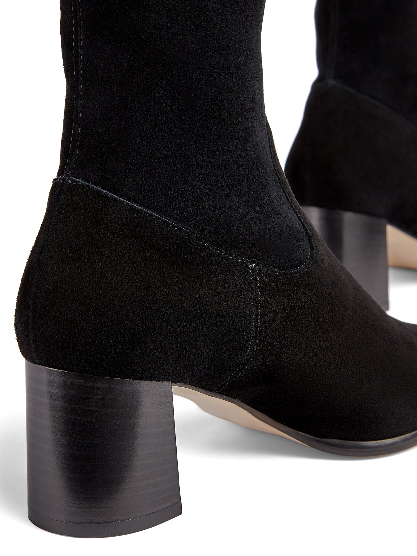 Harp Block Heel Stretch Ankle Boots Black