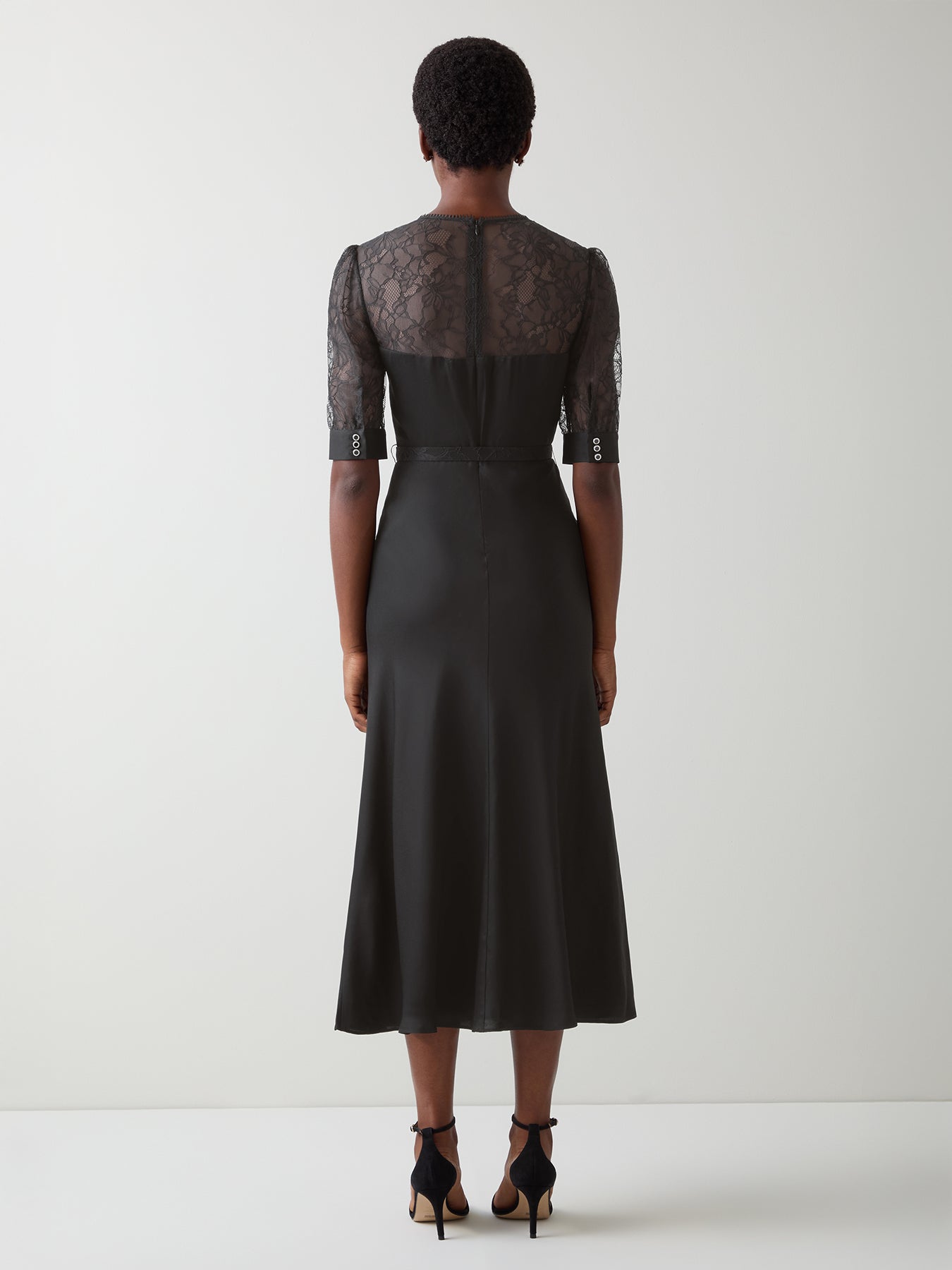 Madalena Lace Belted Dress Black