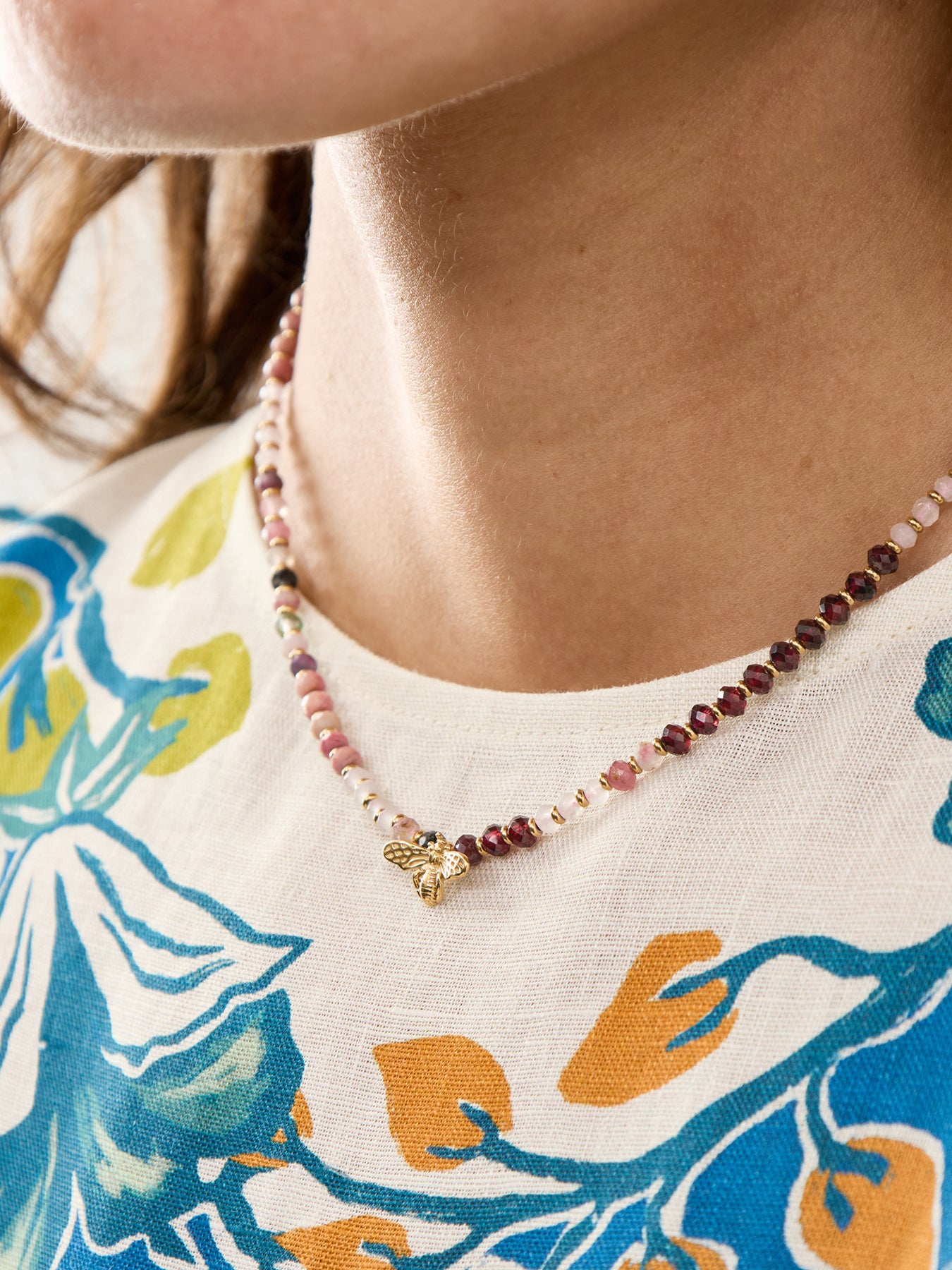 Semi-Precious Bee Pendant Necklace